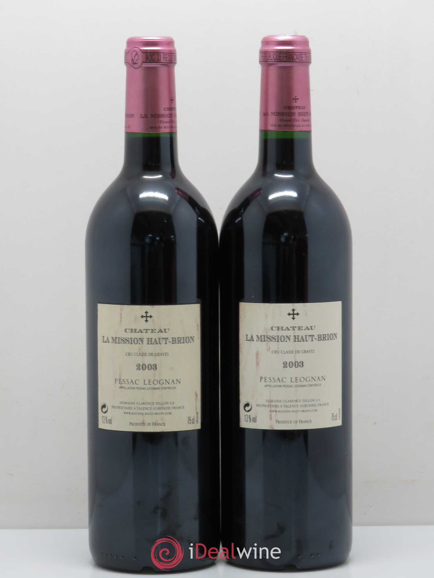Château la Mission Haut-Brion Cru Classé de Graves 2003 - Lot de 2 bouteilles - 1
