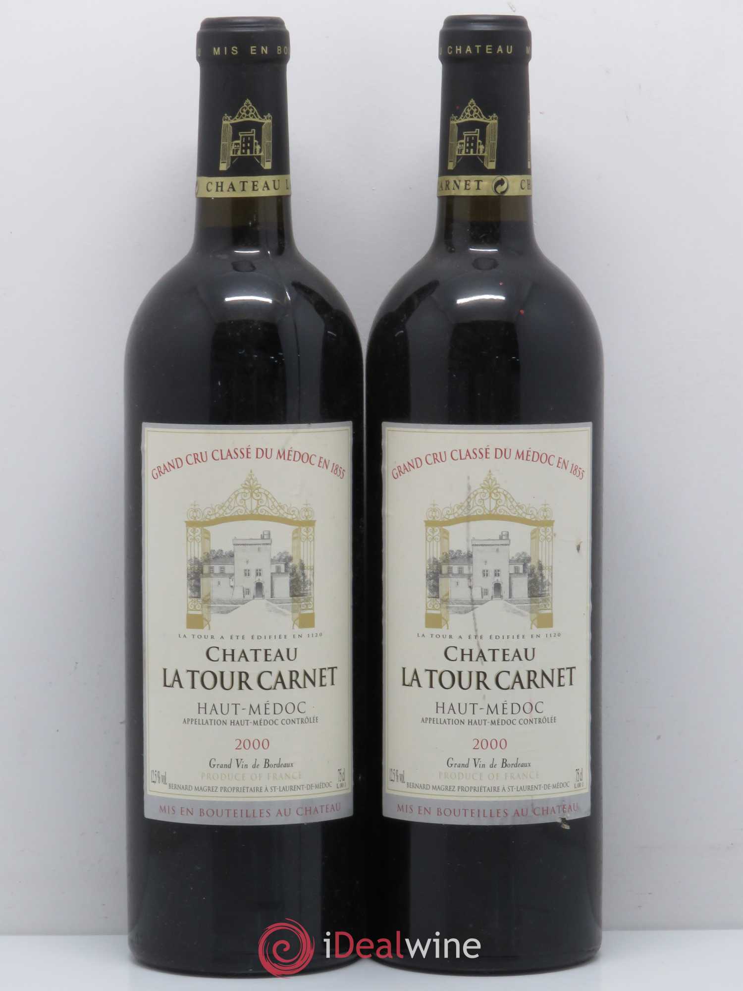 Château la Tour Carnet 4ème Grand Cru Classé 2000 - Lot de 5 bouteilles - 2