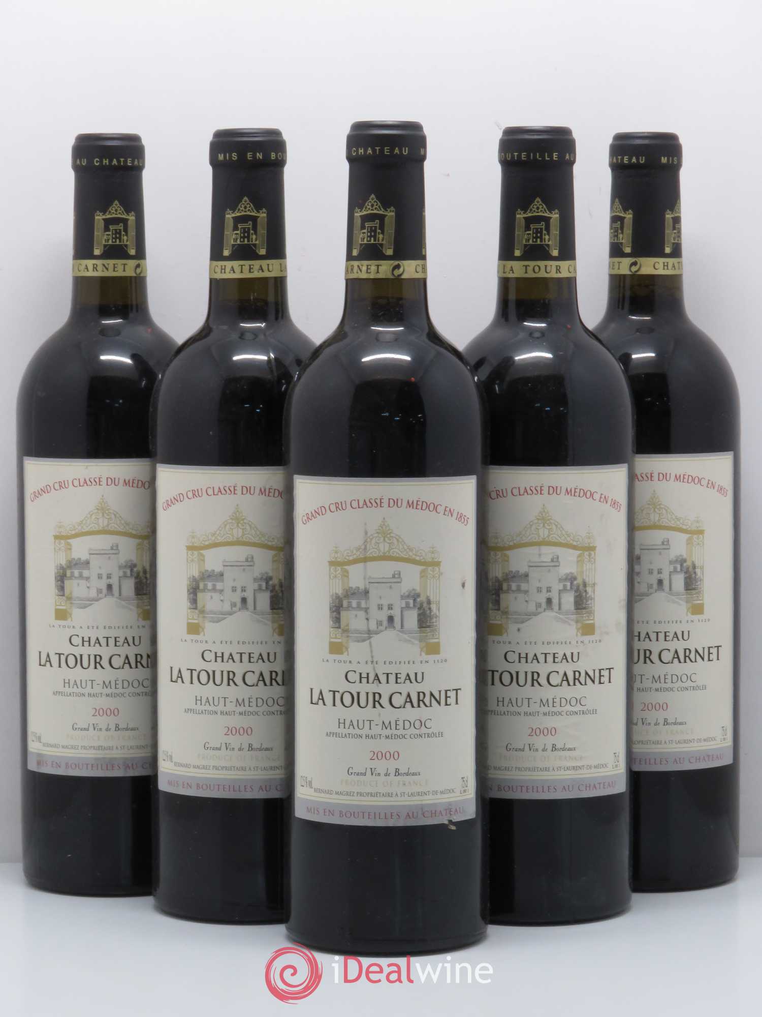 Château la Tour Carnet 4ème Grand Cru Classé 2000 - Lot de 5 bouteilles - 0