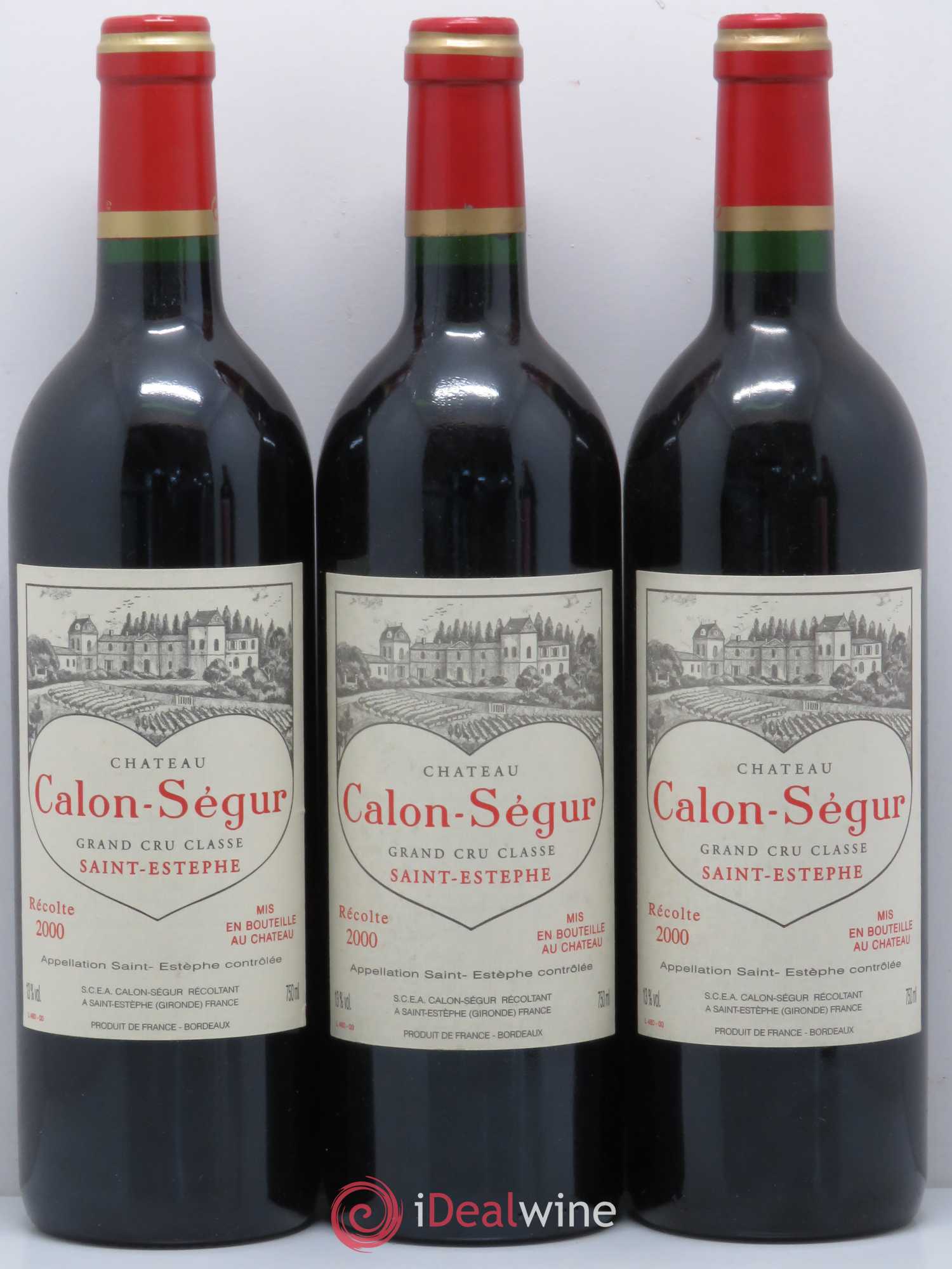 Château Calon Ségur 3ème Grand Cru Classé 2000 - Lot de 3 bouteilles - 0