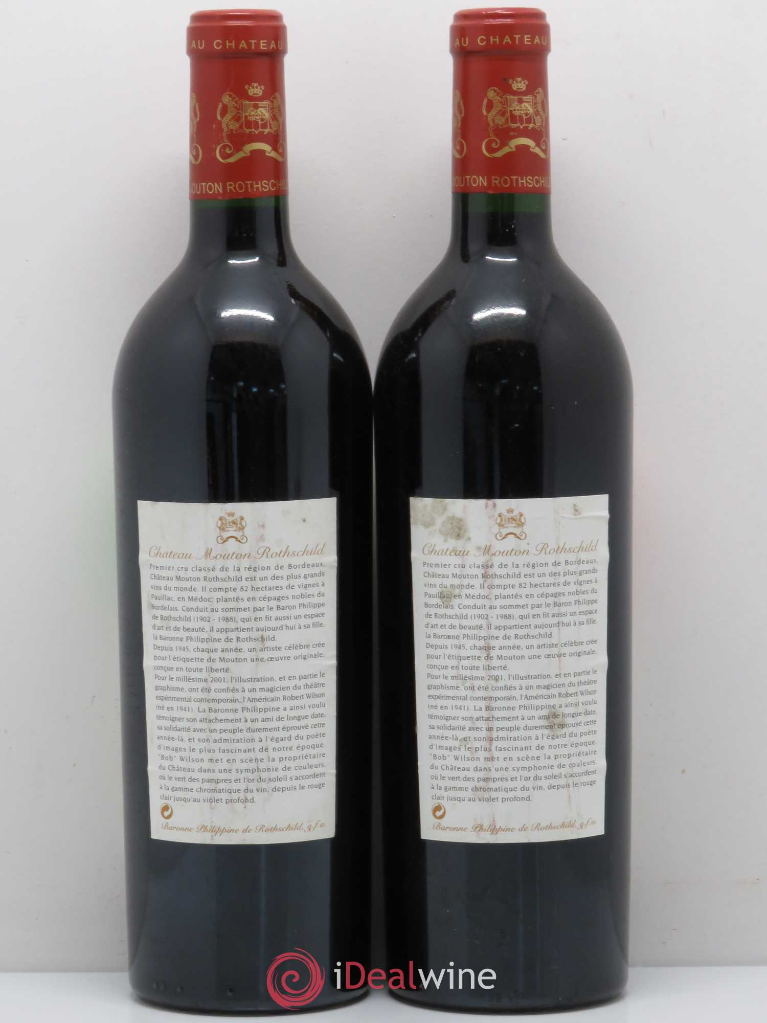 Château Mouton Rothschild 1er Grand Cru Classé 2001 - Lot de 2 bouteilles - 1