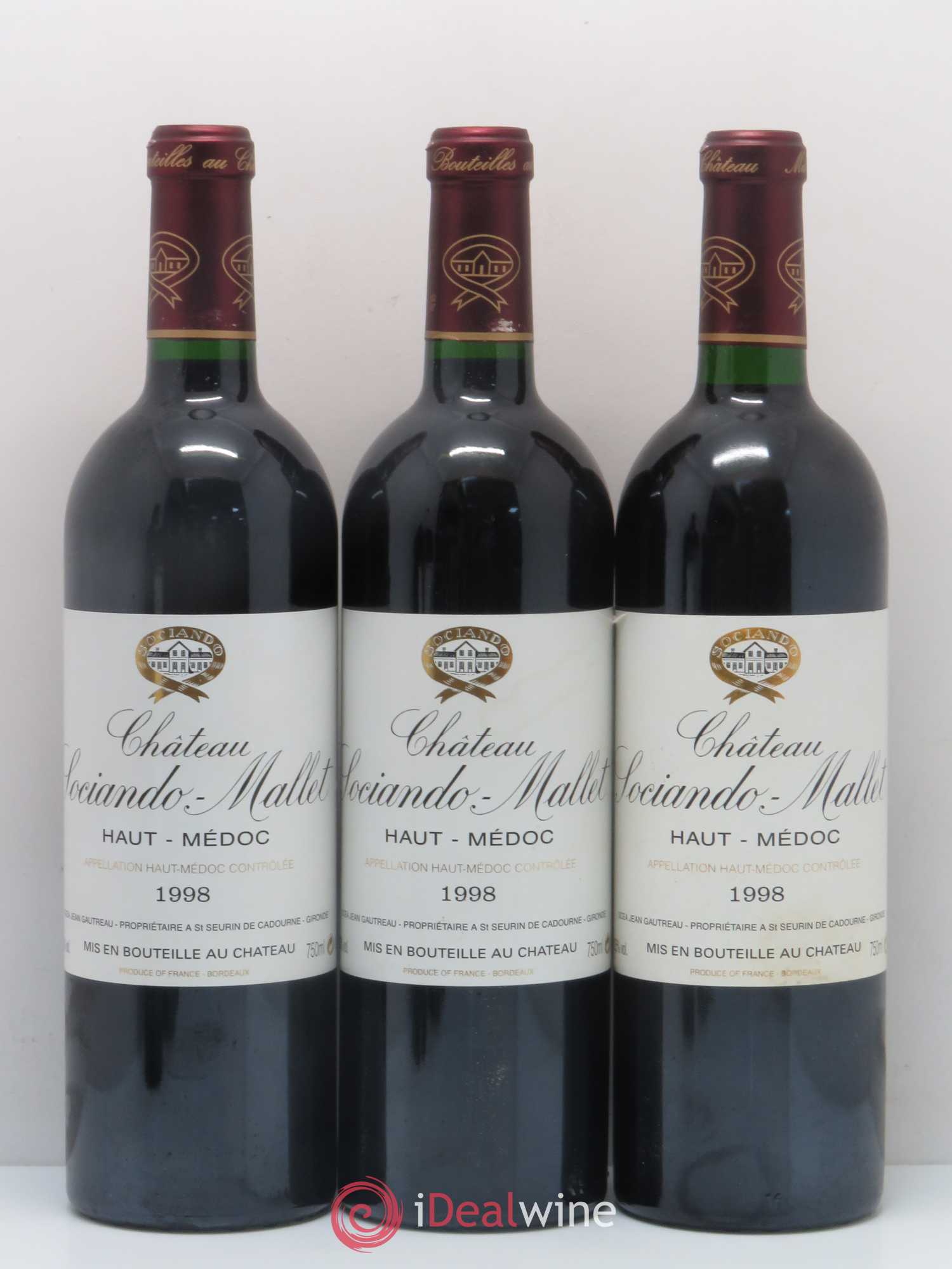 Château Sociando Mallet 1998 - Lot de 6 bouteilles - 1