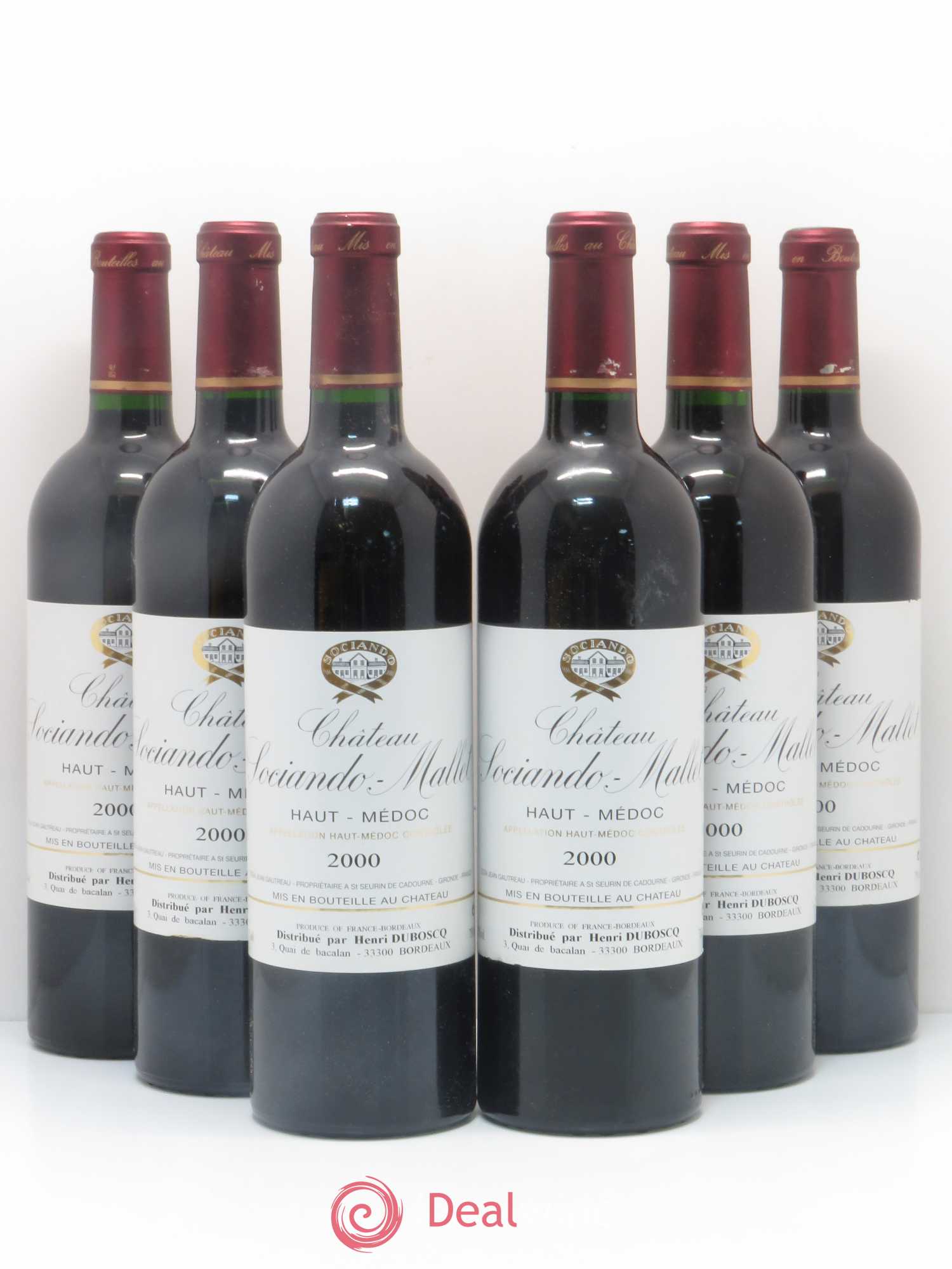 Château Sociando Mallet 2000 - Lot de 6 bouteilles - 0