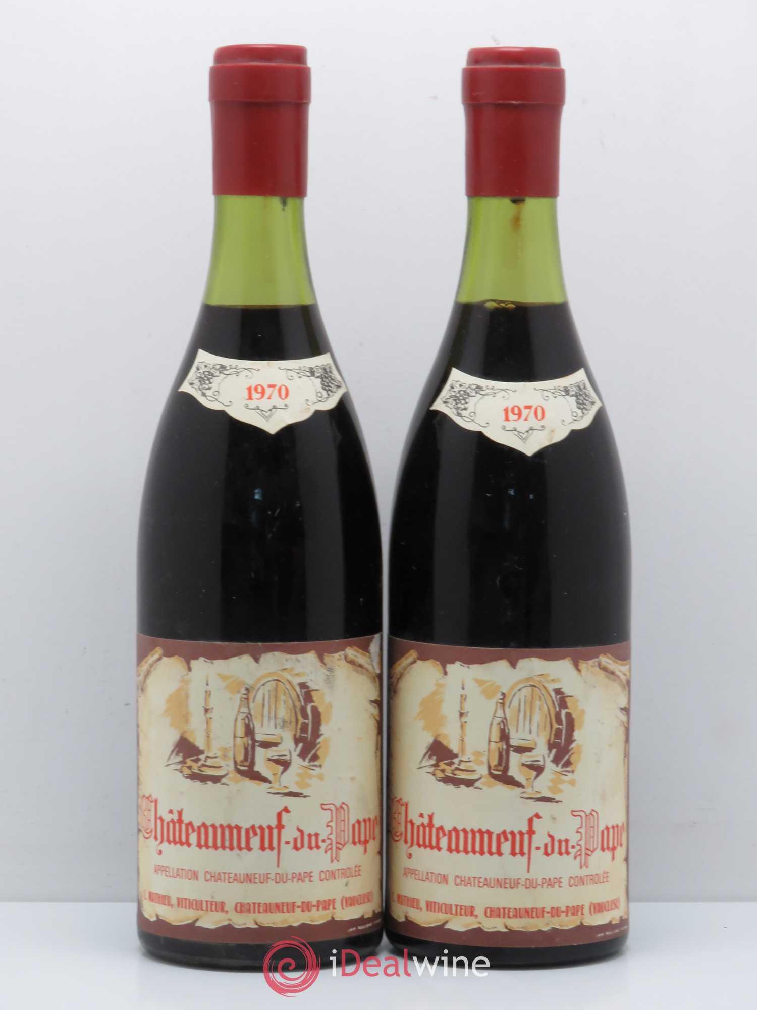 Châteauneuf-du-Pape C Mathieu 1970 - Lot de 2 bouteilles - 0