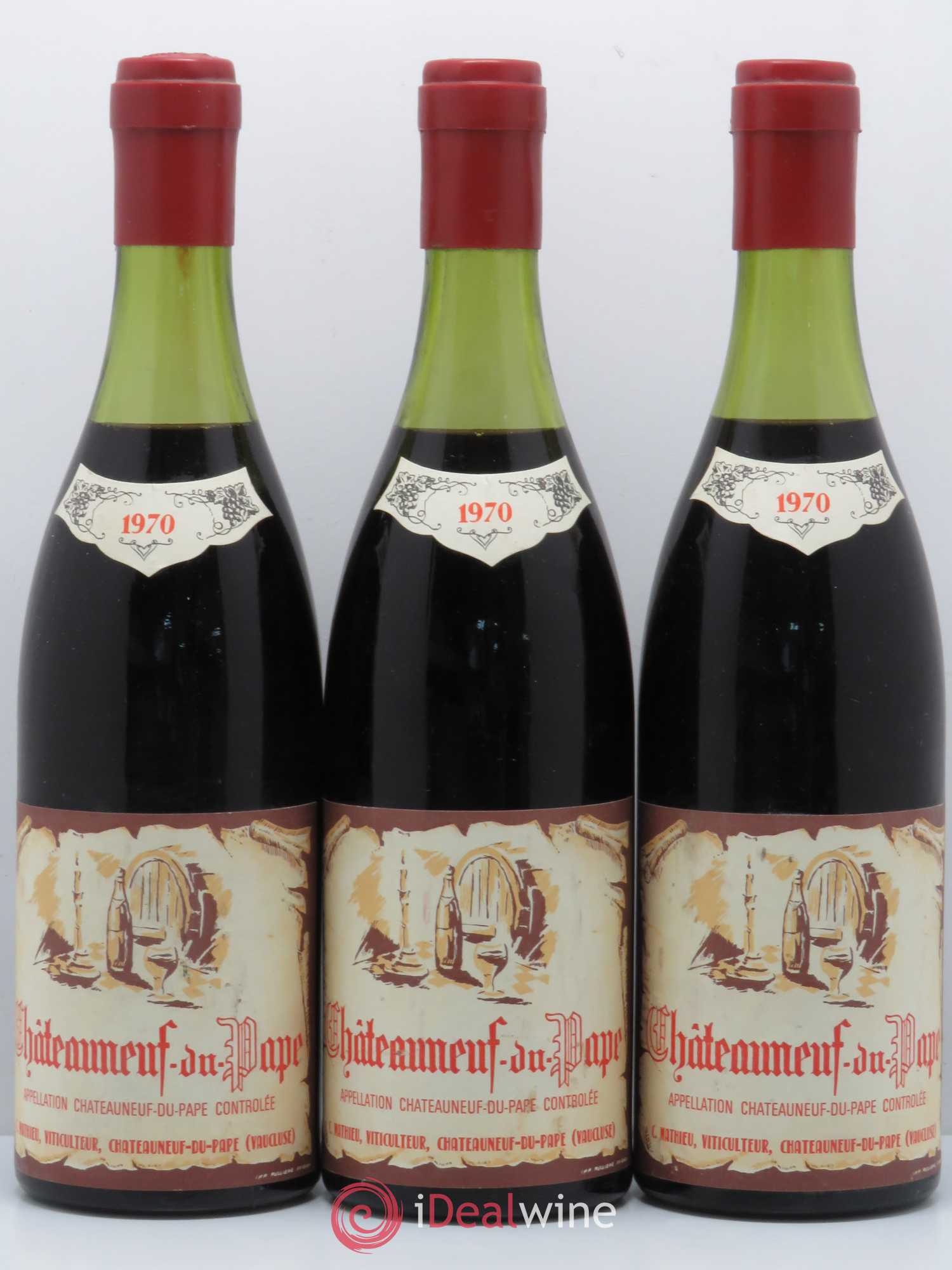 Châteauneuf-du-Pape C Mathieu 1970 - Lot de 3 bouteilles - 0
