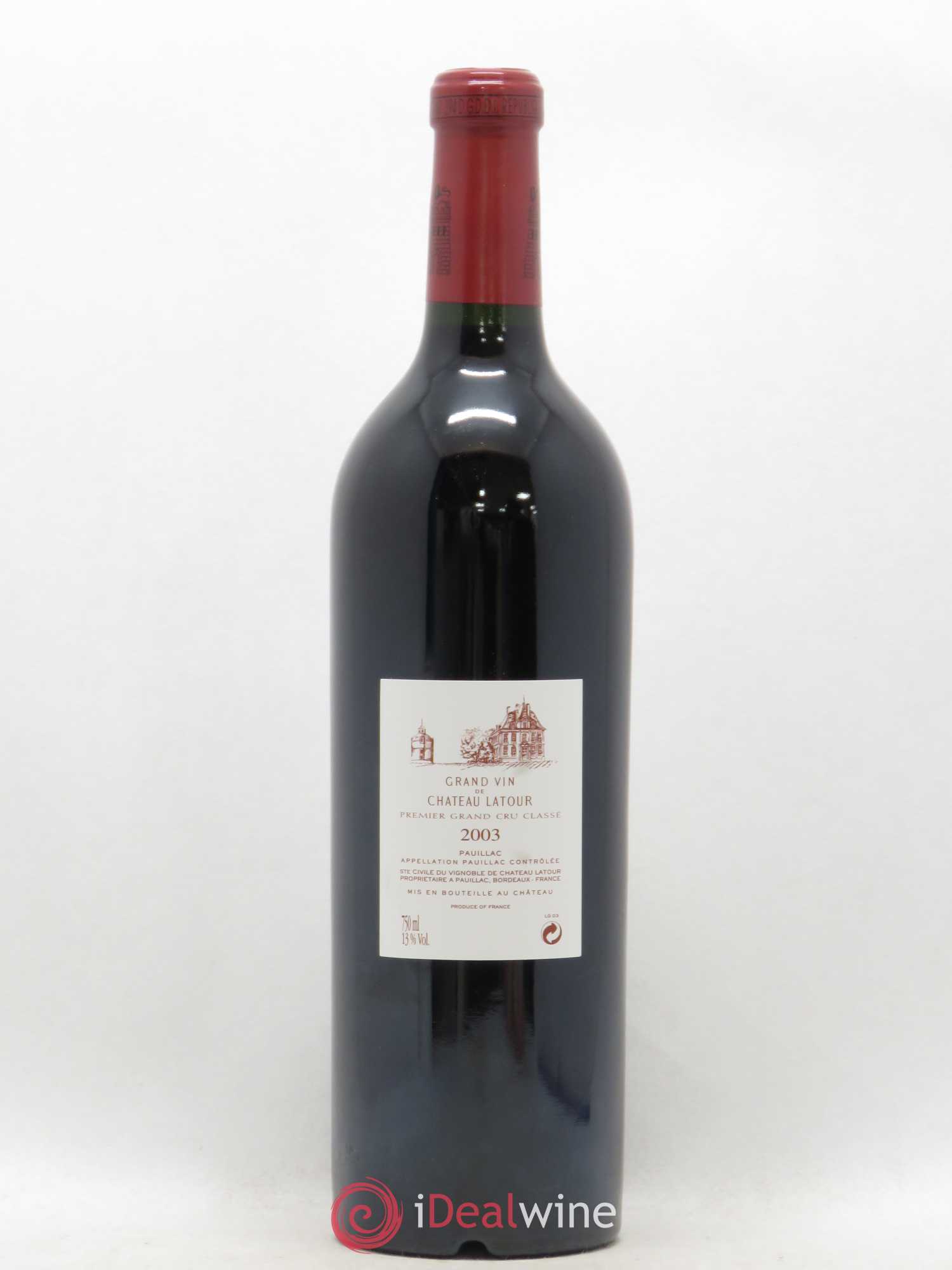 Château Latour 1er Grand Cru Classé 2003 - Lot de 1 bouteille - 1