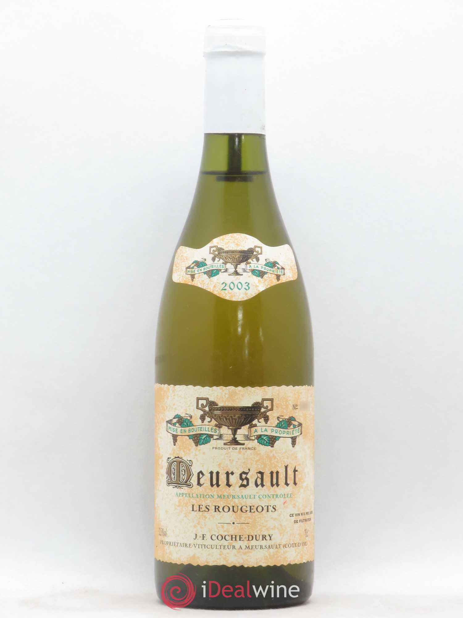 Meursault Les Rougeots Coche Dury (Domaine) 2003 - Lot de 1 bouteille - 0