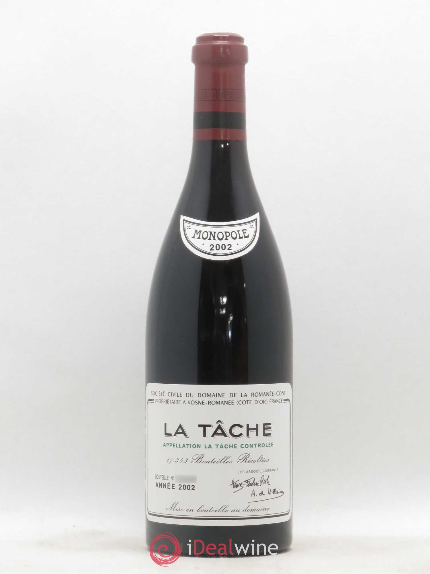 La Tâche Grand Cru Domaine de la Romanée-Conti 2002 - Lot de 1 bouteille - 0