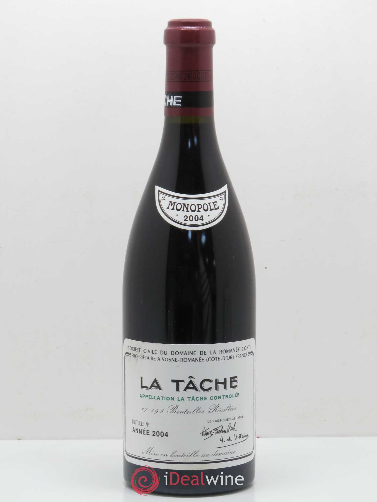 La Tâche Grand Cru Domaine de la Romanée-Conti 2004 - Lot de 1 bouteille - 0