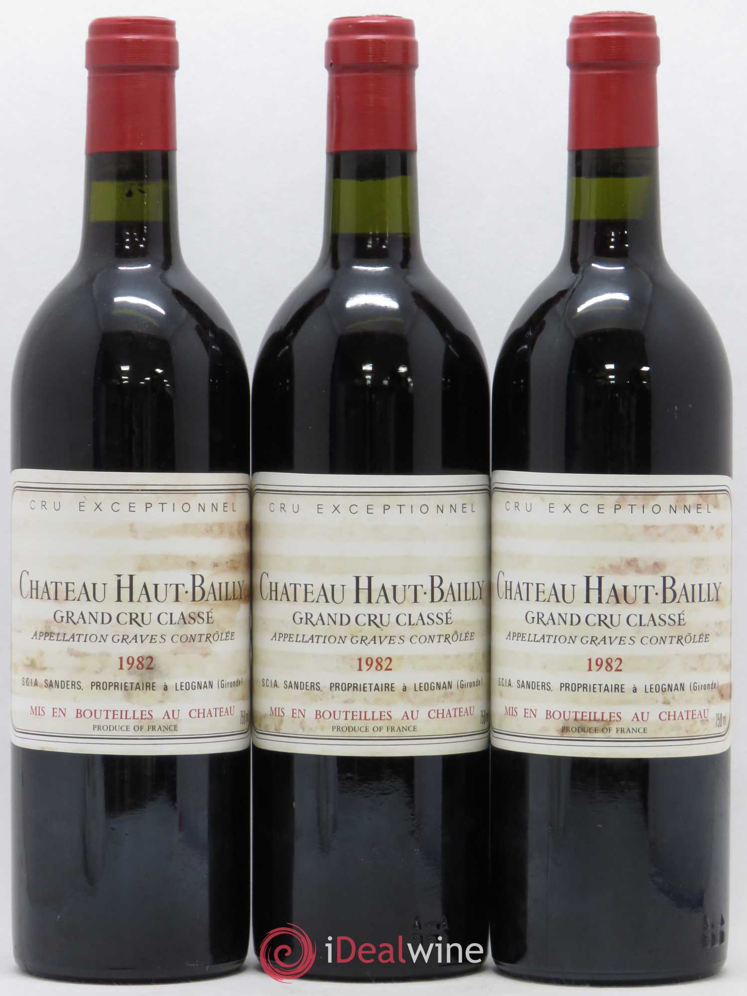 Château Haut-Bailly Cru Classé de Graves 1982 - Lot de 3 bouteilles - 0