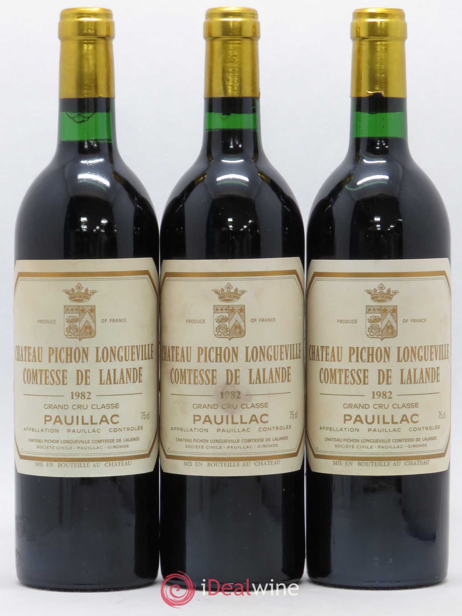 Château Pichon Longueville Comtesse de Lalande 2ème Grand Cru Classé 1982 - Lot de 3 bouteilles - 0