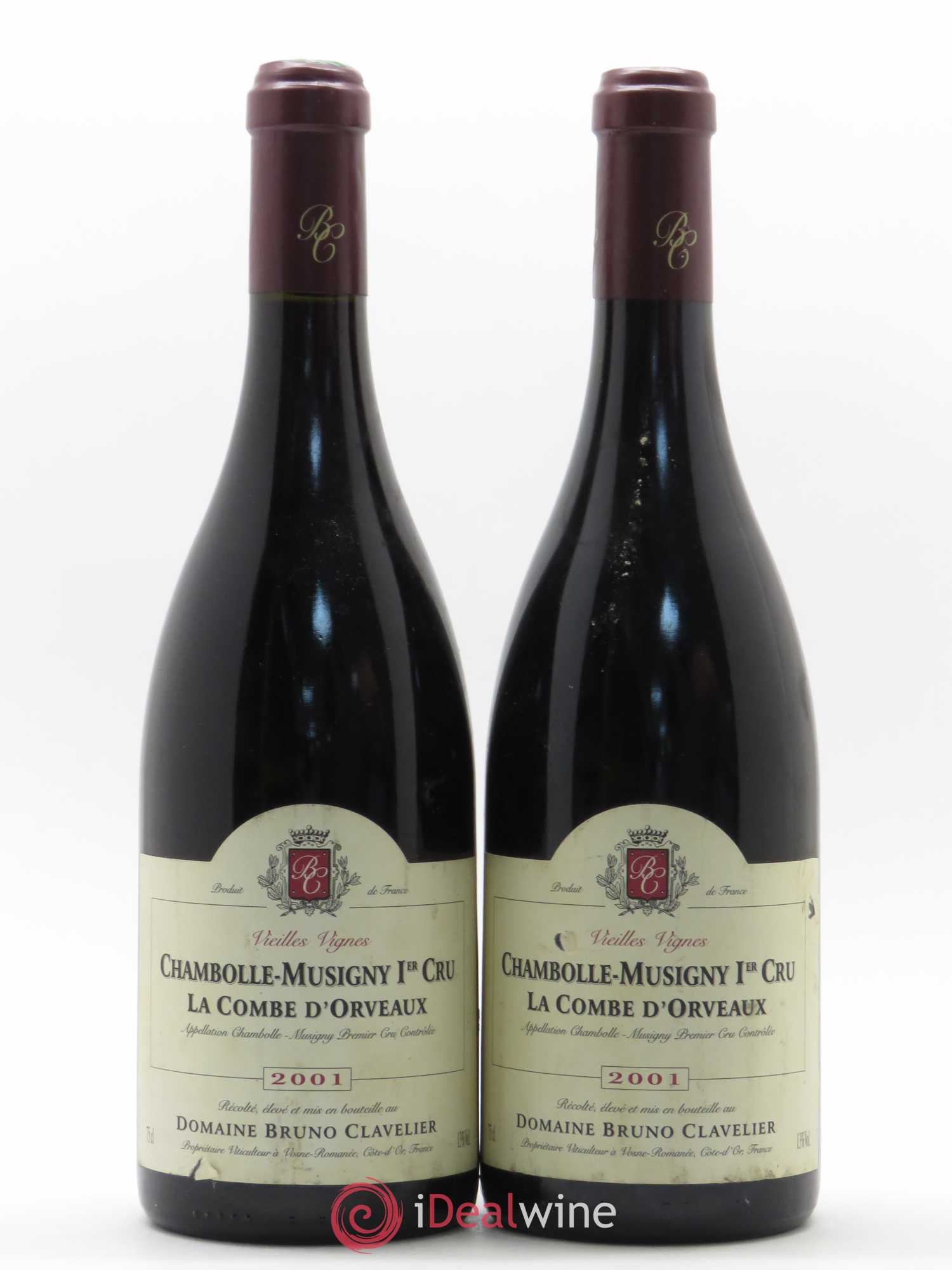 Chambolle-Musigny 1er Cru La Combe d'Orveaux Vieilles Vignes Bruno Clavelier 2001 - Lot de 2 bouteilles - 0