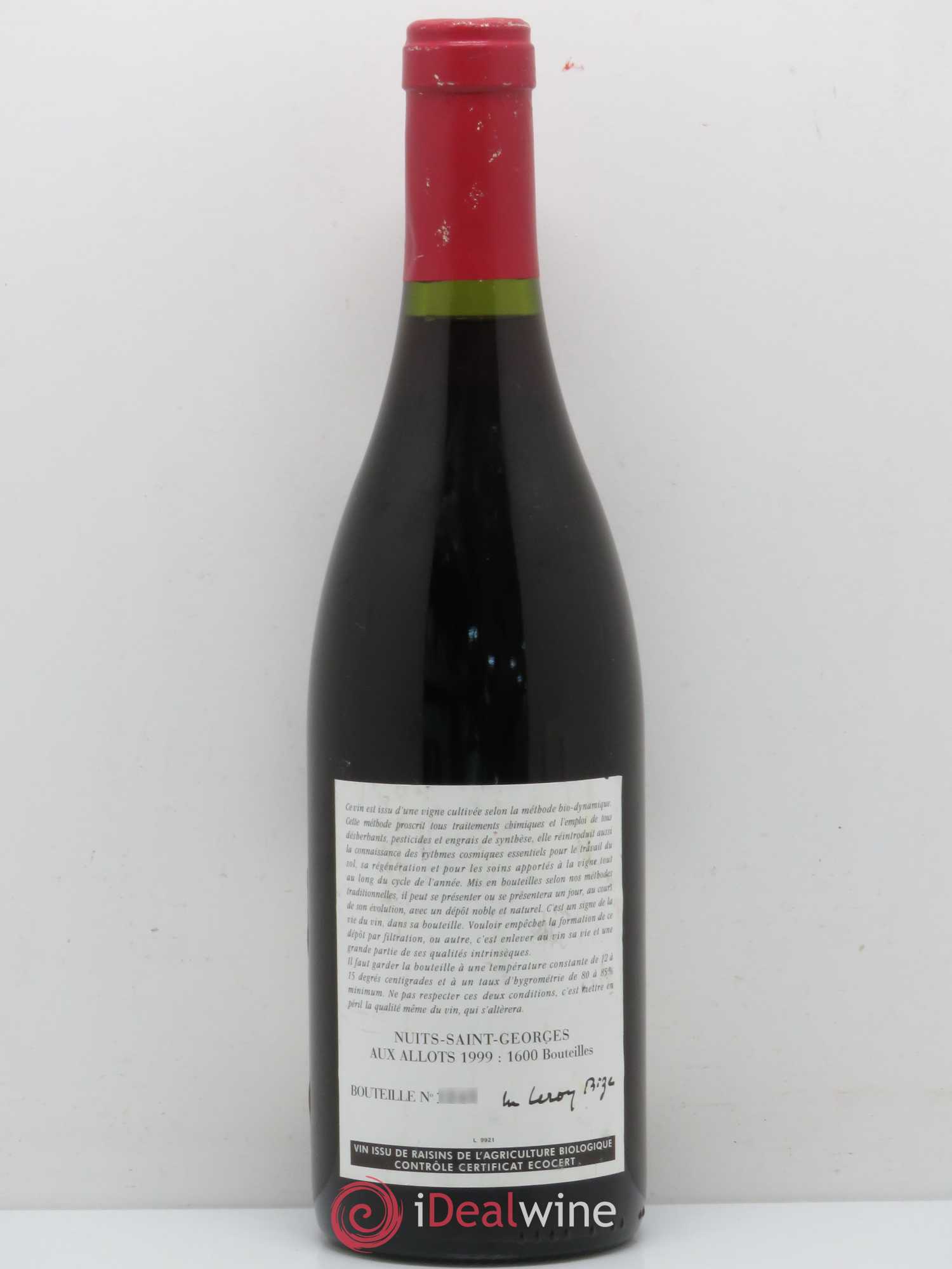 Nuits-Saint-Georges Aux Allots Leroy (Domaine) 1999 - Lot de 1 bouteille - 1