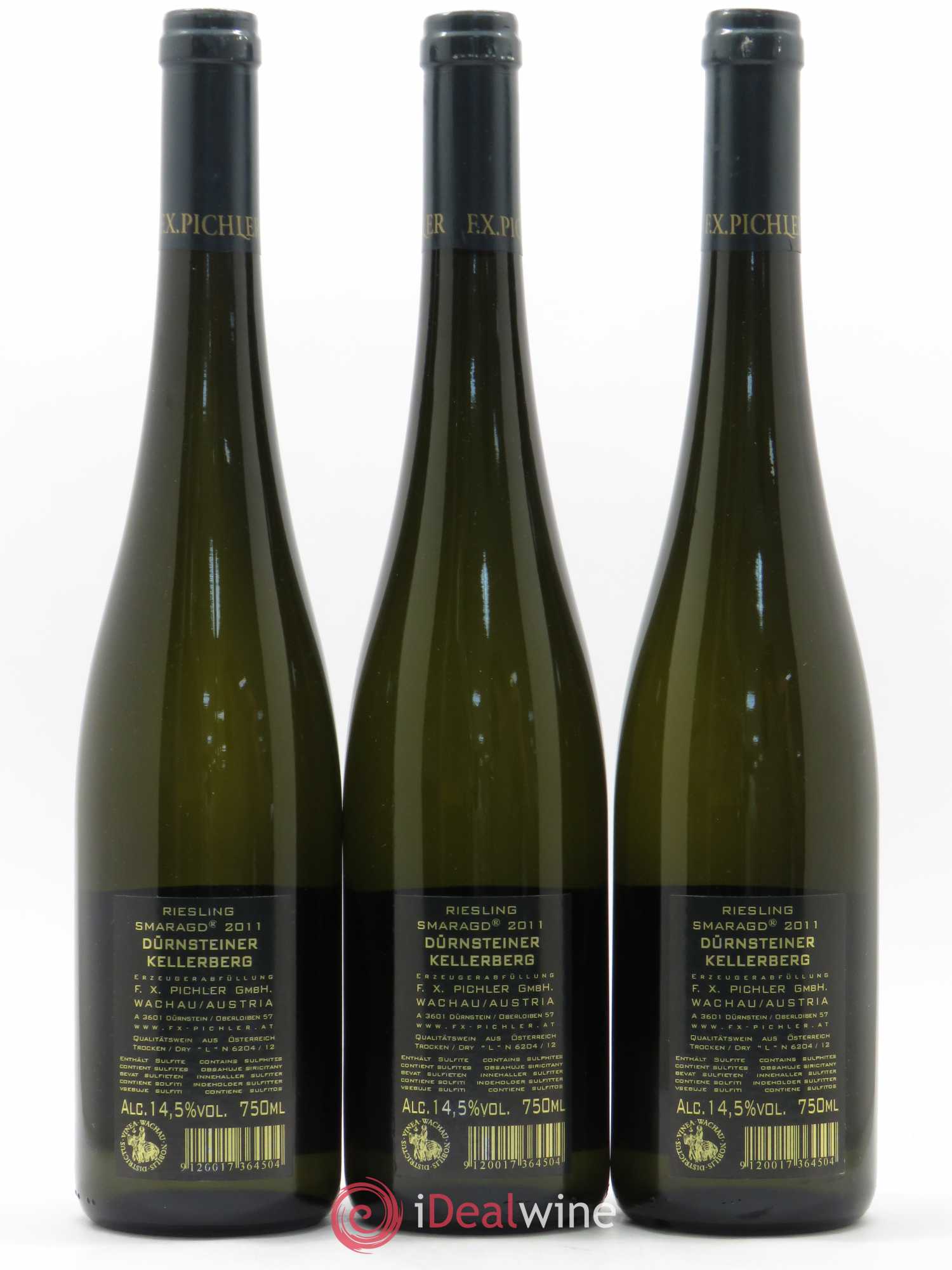 Autriche Riesling Smaragd Dürnsteiner Kellerberg Pichler 2011 - Posten von 3 Flaschen - 1