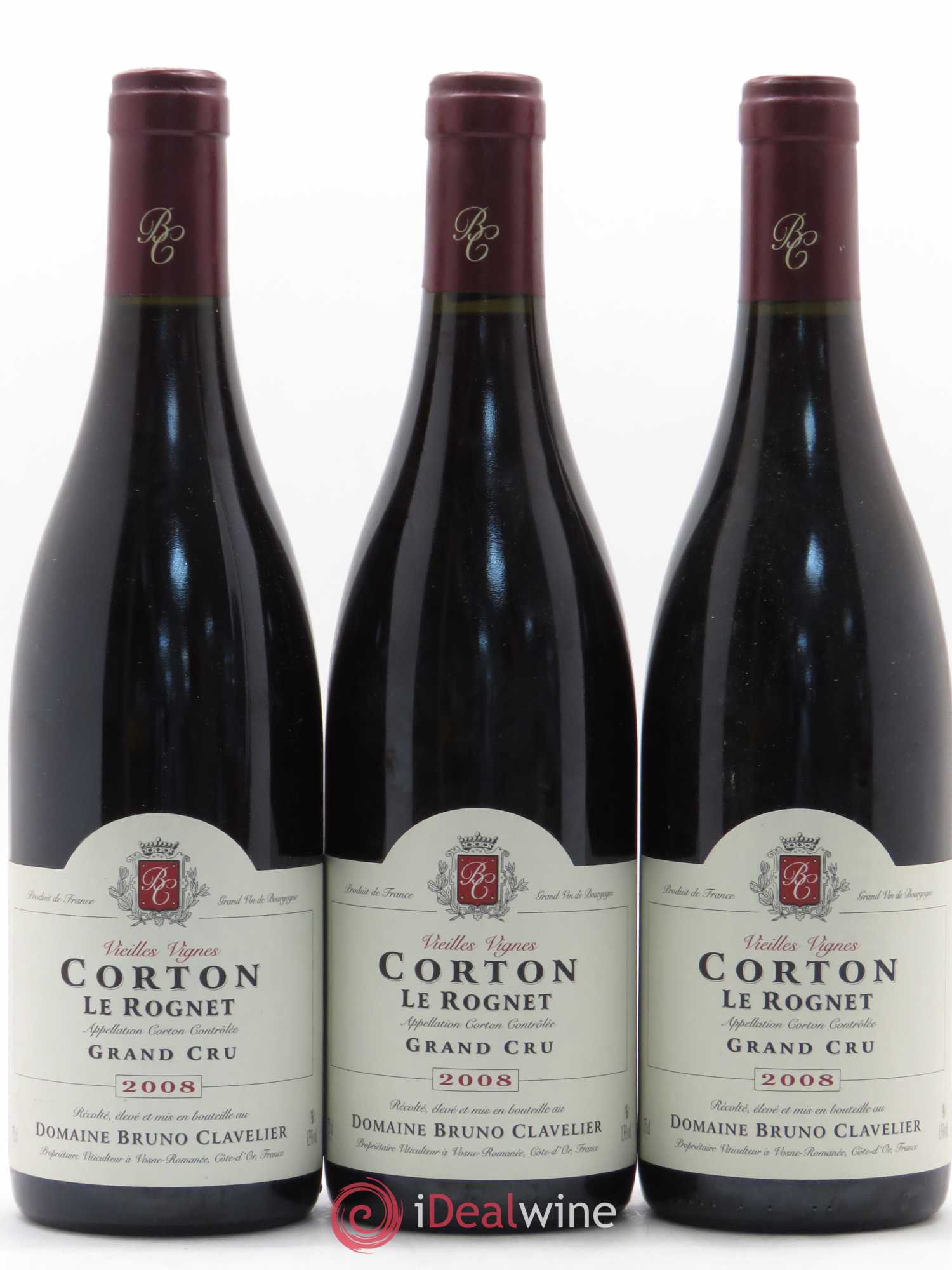 Corton Grand Cru Le Rognet Vieilles Vignes Domaine Bruno Clavelier 2008 - Posten von 3 Flaschen - 0