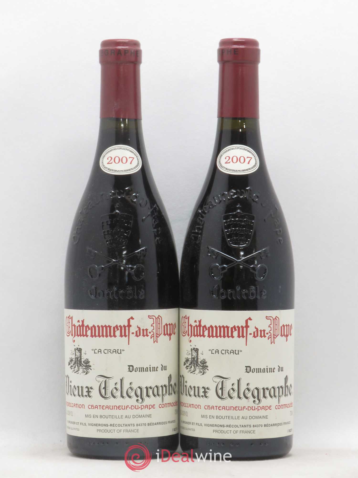 Châteauneuf-du-Pape Vieux Télégraphe (Domaine du) Vignobles Brunier 2007 - Lot de 2 bouteilles - 0