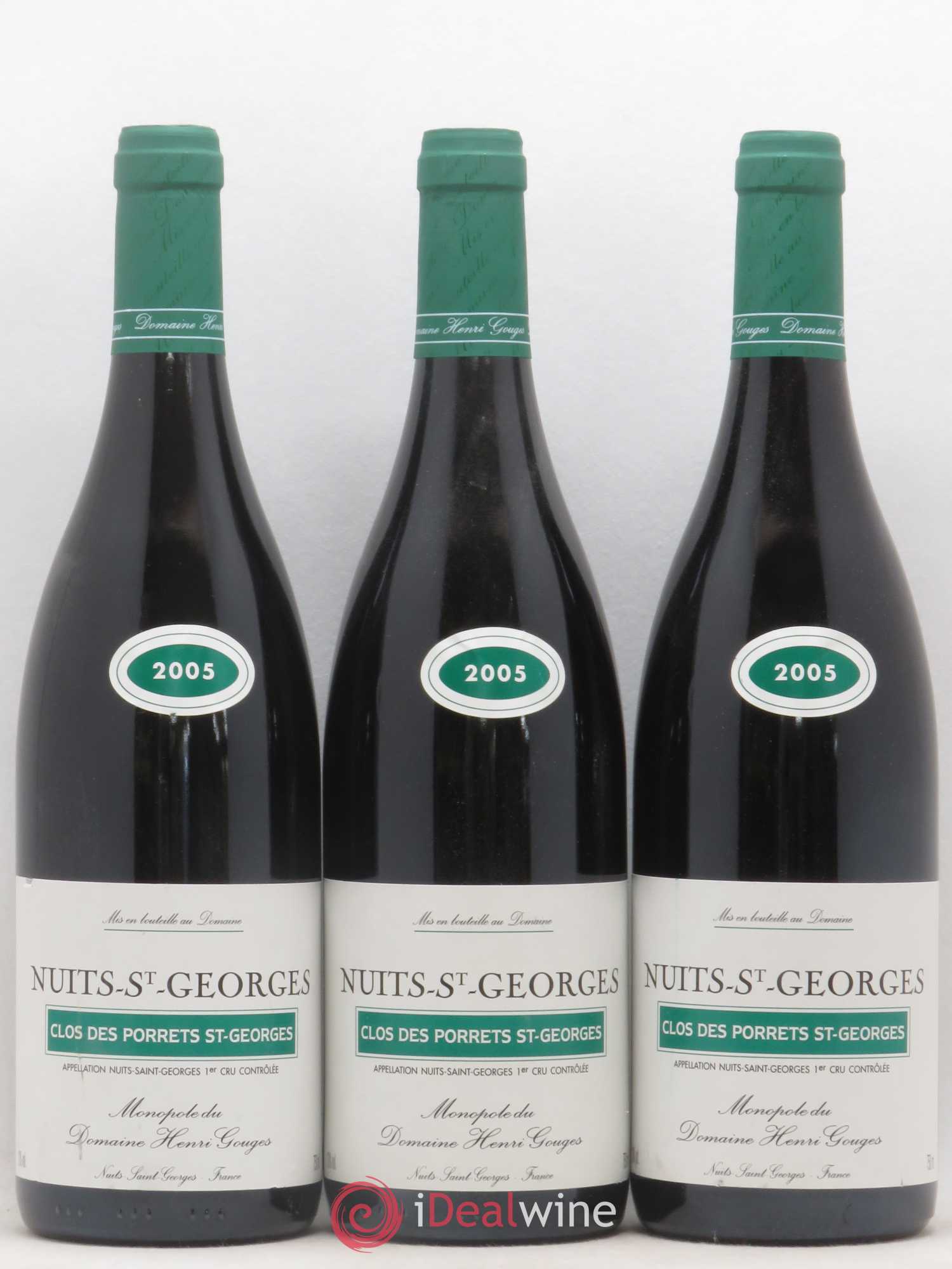 Nuits-Saint-Georges 1er Cru Clos des Porrets St Georges Henri Gouges 2005 - Lot de 3 bouteilles - 0