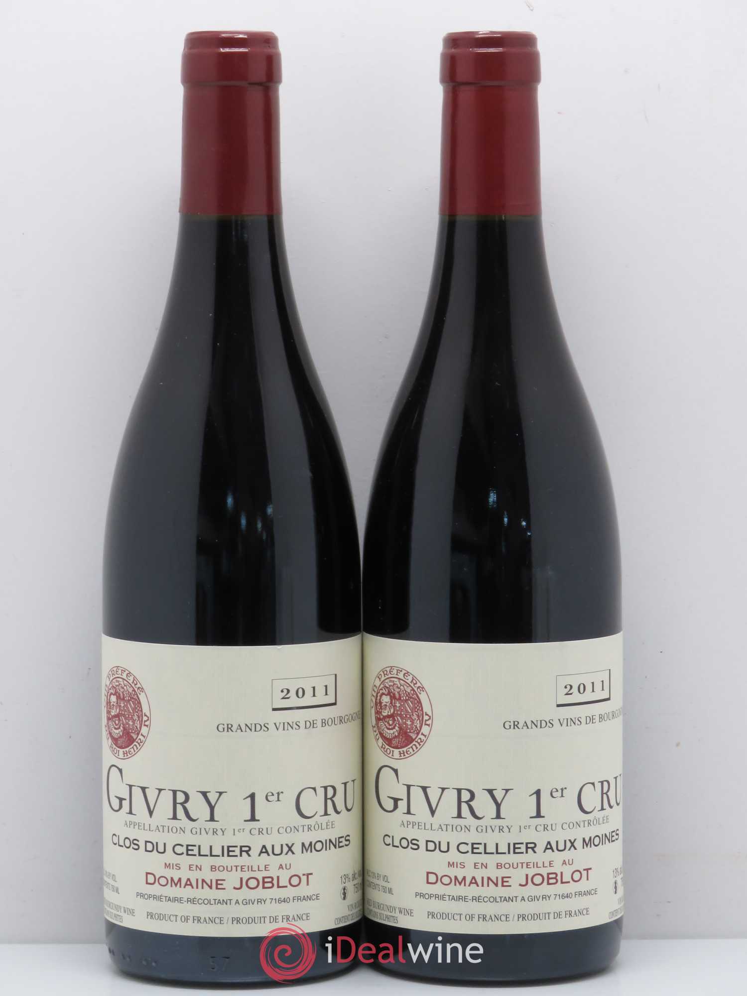 Givry 1er Cru Clos du Cellier aux Moines Joblot (Domaine) 2011 - Lot de 2 bouteilles - 0