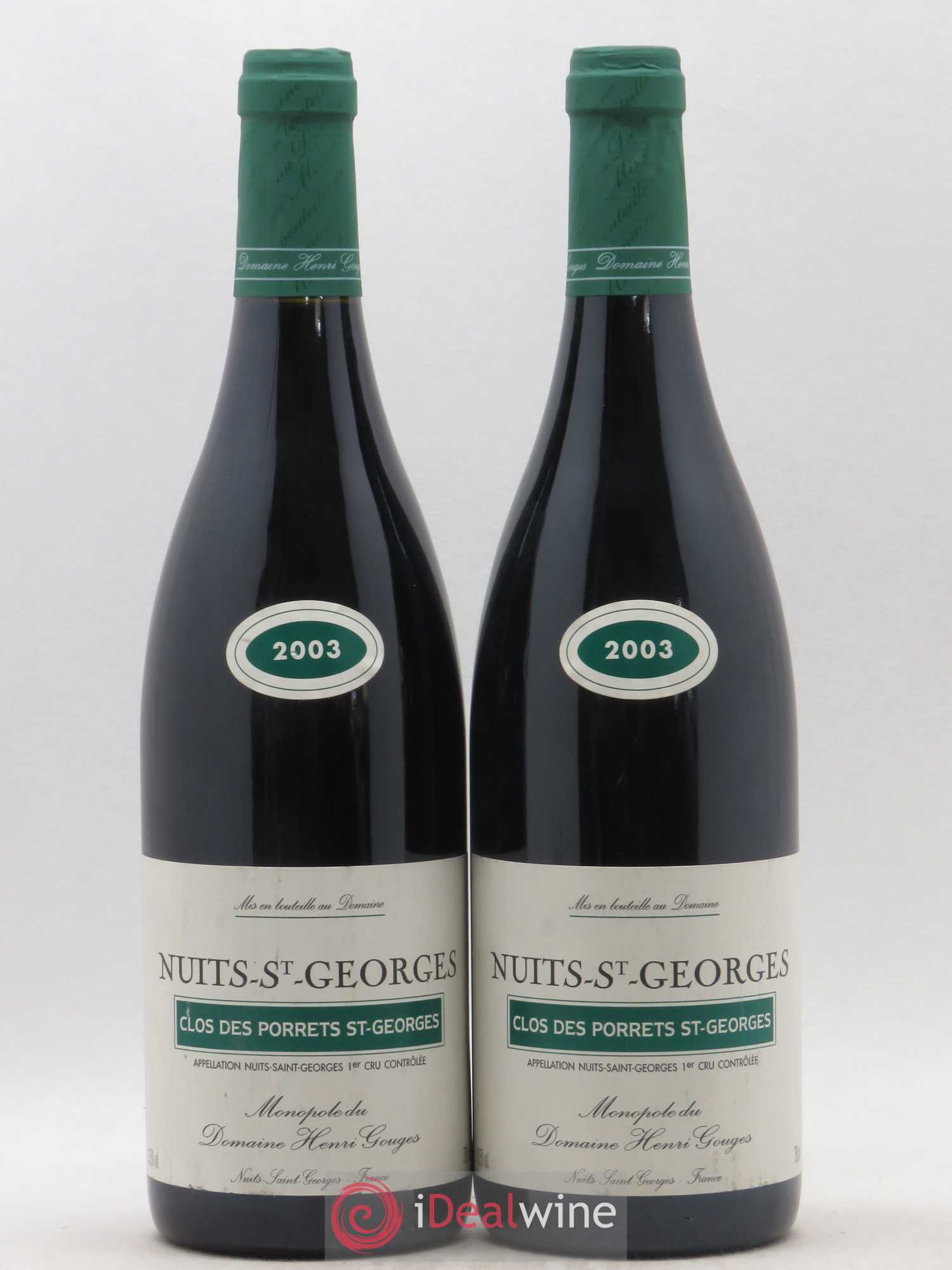 Nuits-Saint-Georges 1er Cru Clos des Porrets St Georges Henri Gouges 2003 - Lot de 2 bouteilles - 0