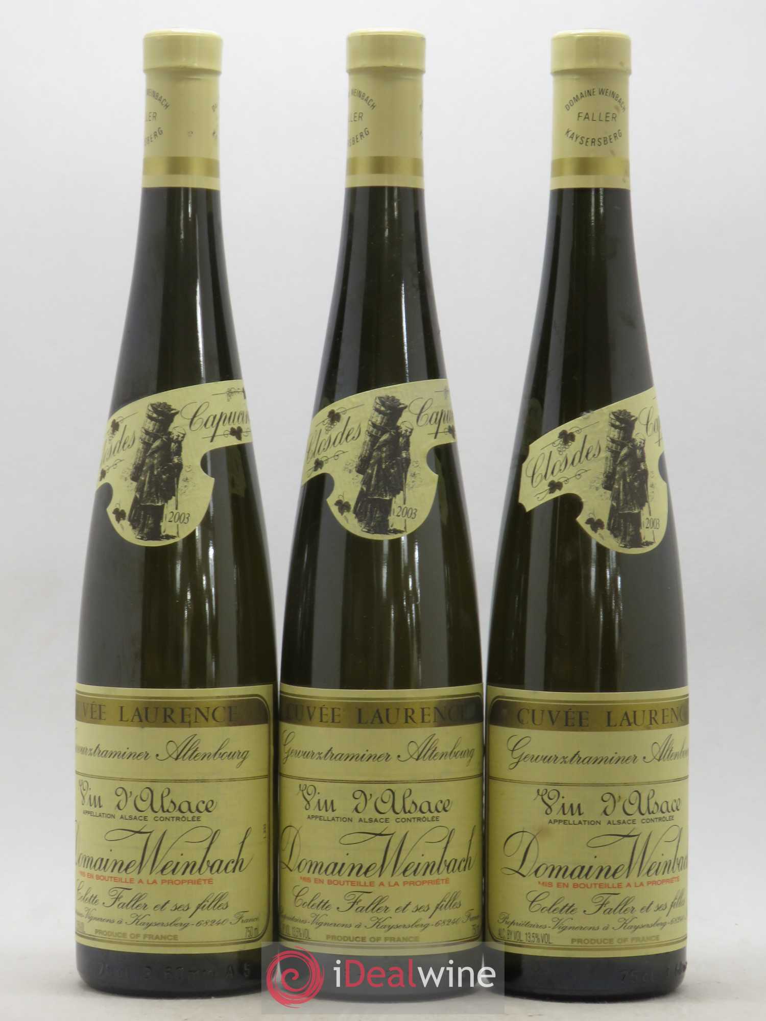 Alsace Gewurztraminer Altenbourg - Cuvée Laurence Weinbach (Domaine) Clos des Capuçins 2003 - Lot de 3 bouteilles - 0