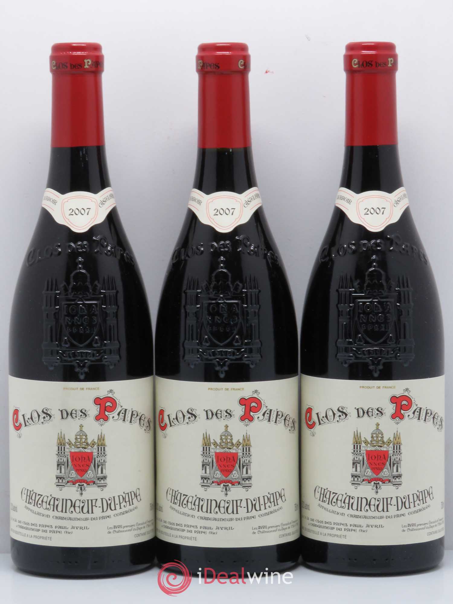 Châteauneuf-du-Pape Clos des Papes - Paul Avril 2007 - Lot de 3 bouteilles - 0