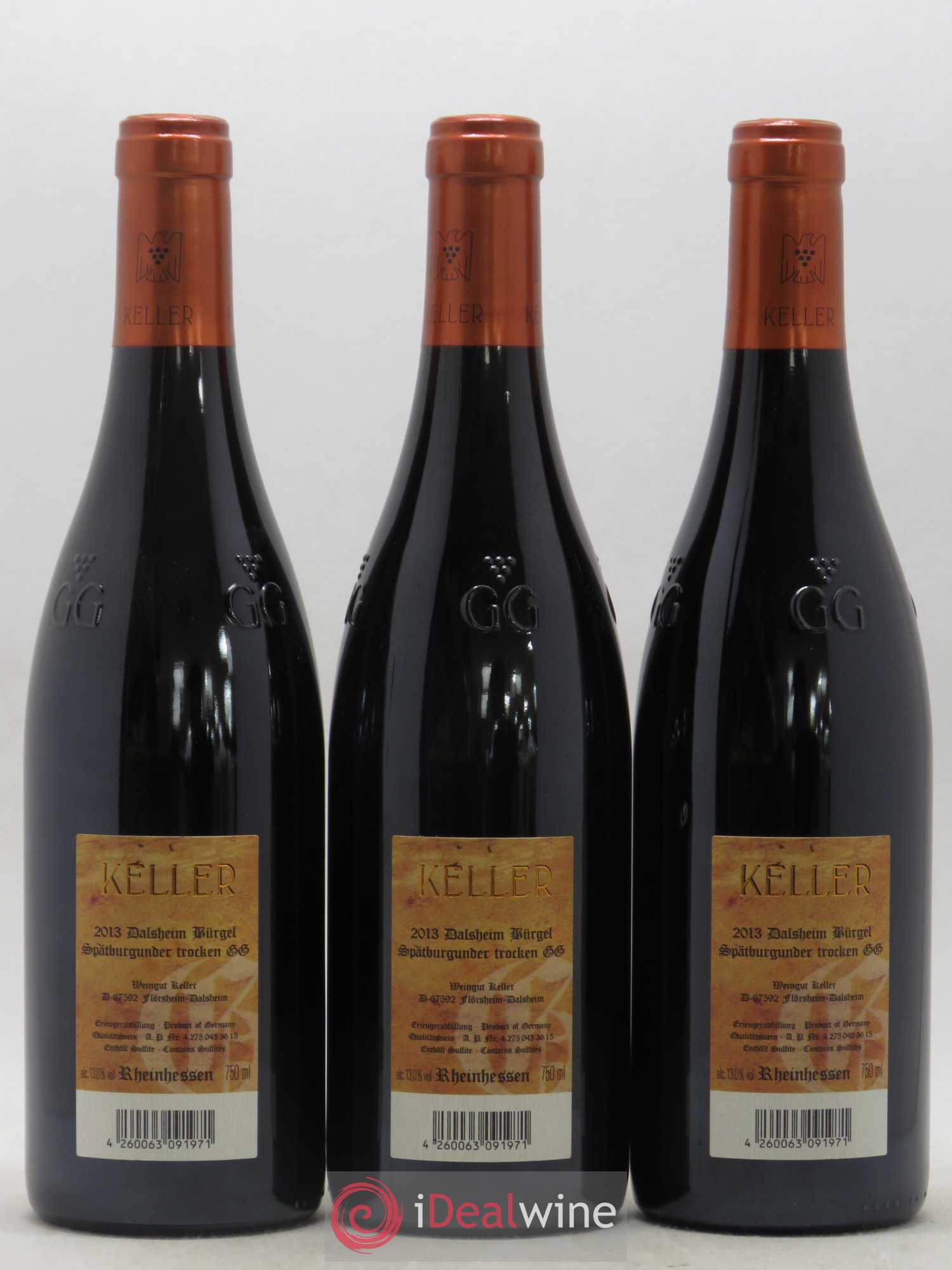 Allemagne Dalsheim Bürgel Spätburgunder Trocken Weingut Keller GG 2013 - Posten von 3 Flaschen - 1