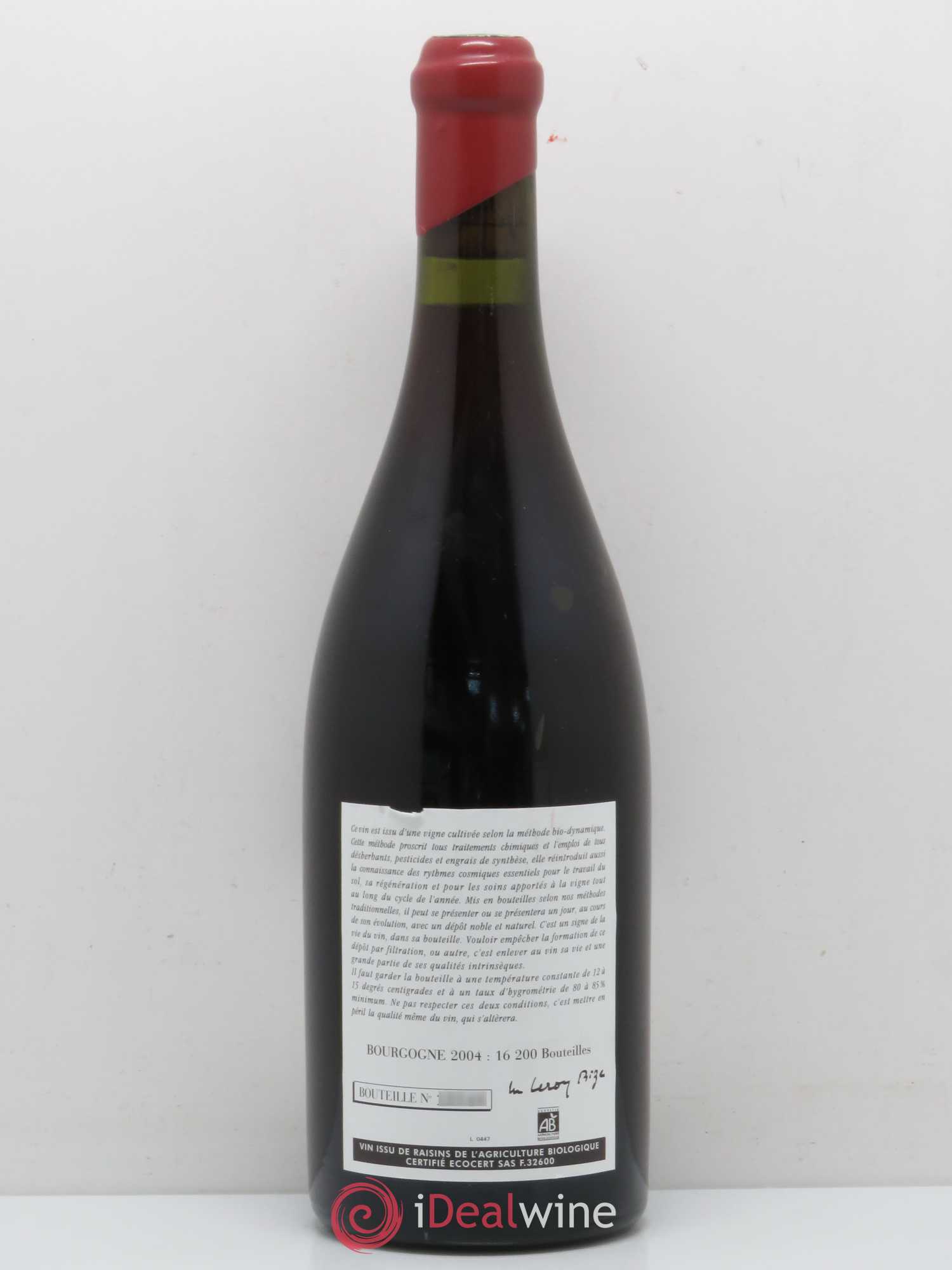 Bourgogne Leroy (Domaine) 2004 - Lot de 1 bouteille - 1
