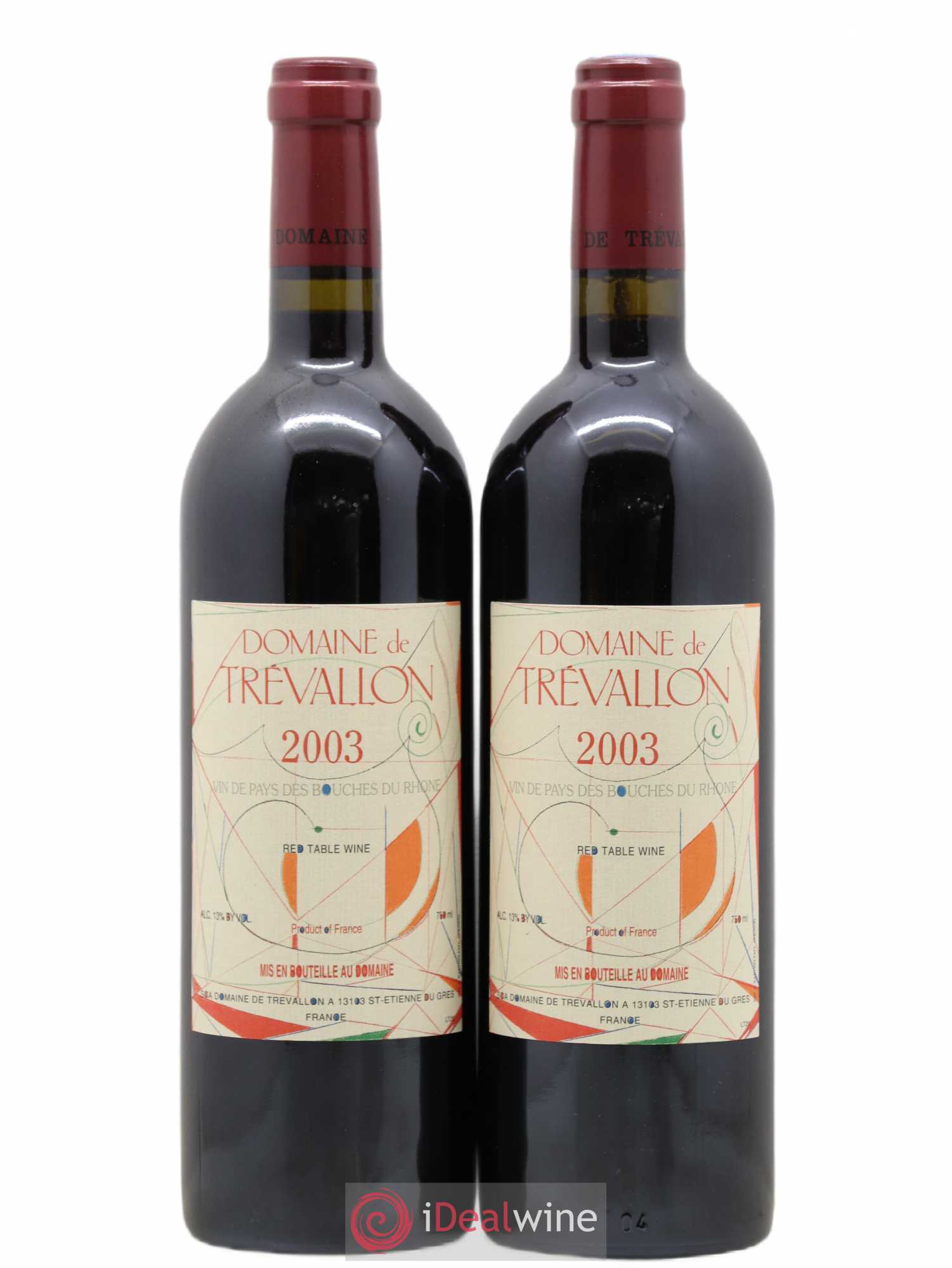 VDP Bouches du Rhône Trévallon (Domaine de) Eloi Dürrbach 2003 - Lot de 2 bouteilles - 0