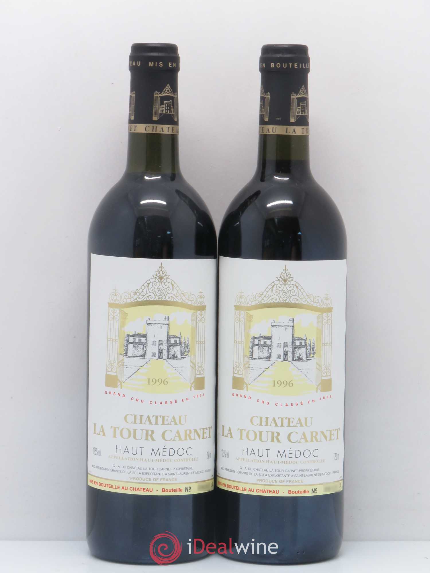 Château la Tour Carnet 4ème Grand Cru Classé 1996 - Lot de 2 bouteilles - 0