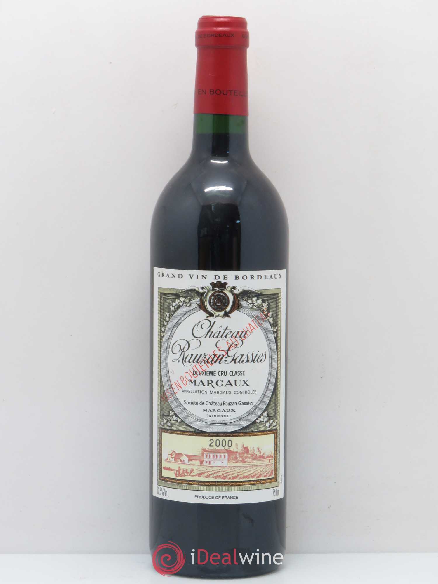 Château Rauzan-Gassies 2ème Grand Cru Classé 2000 - Lot de 1 bouteille - 0