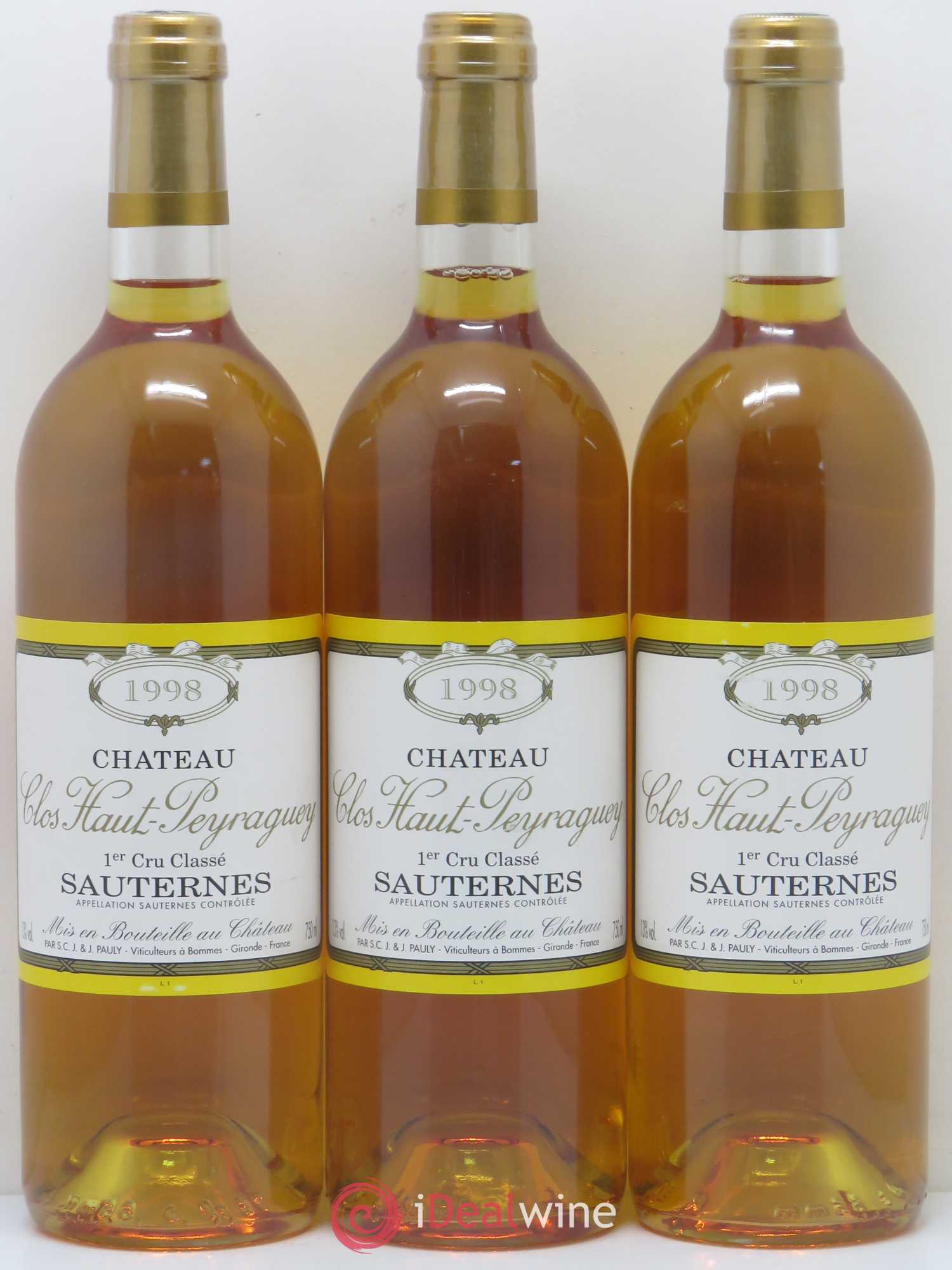 Clos Haut-Peyraguey 1er Grand Cru Classé 1998 - Lotto di 3 bottiglie - 0