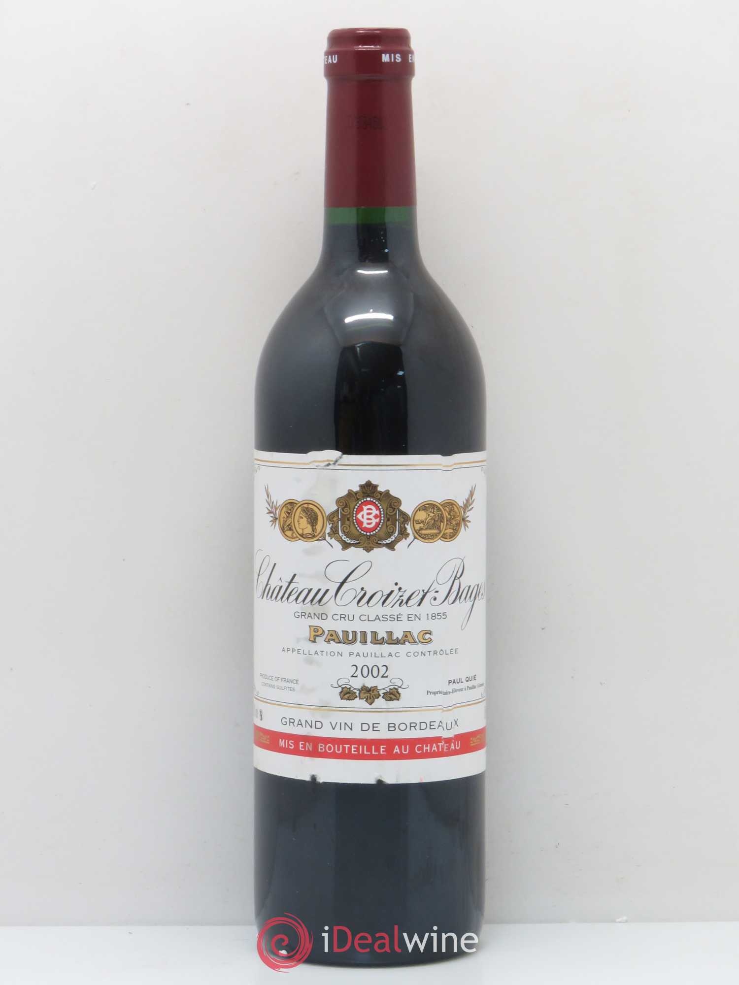 Château Croizet Bages 5ème Grand Cru Classé 2002 - Lot de 1 bouteille - 0