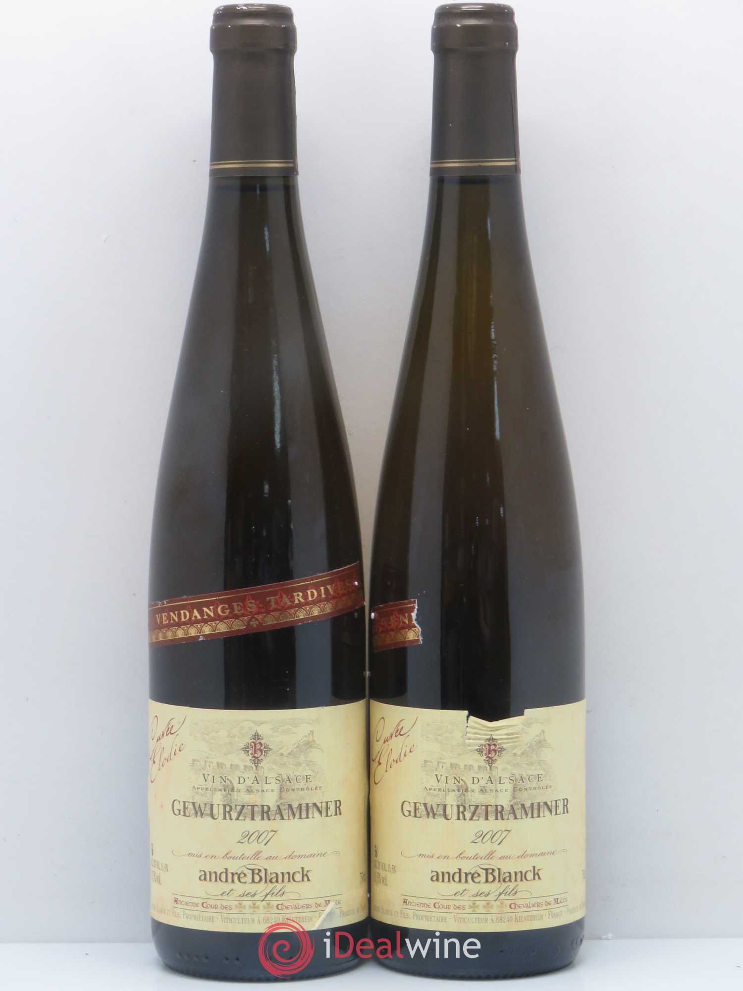 Gewurztraminer vendanges tardives Domaine Andre Blanck (sans prix de réserve) 2007 - Posten von 2 Flaschen - 0