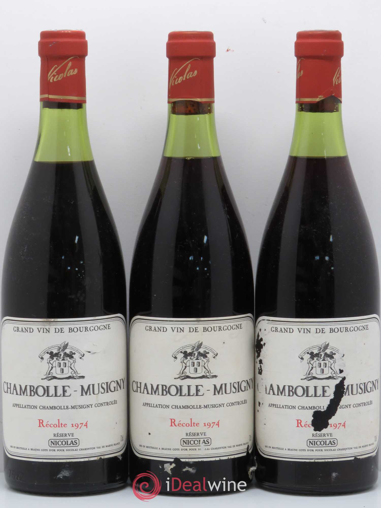 Chambolle-Musigny Réserve Nicolas 1974 - Lot de 5 bouteilles - 1