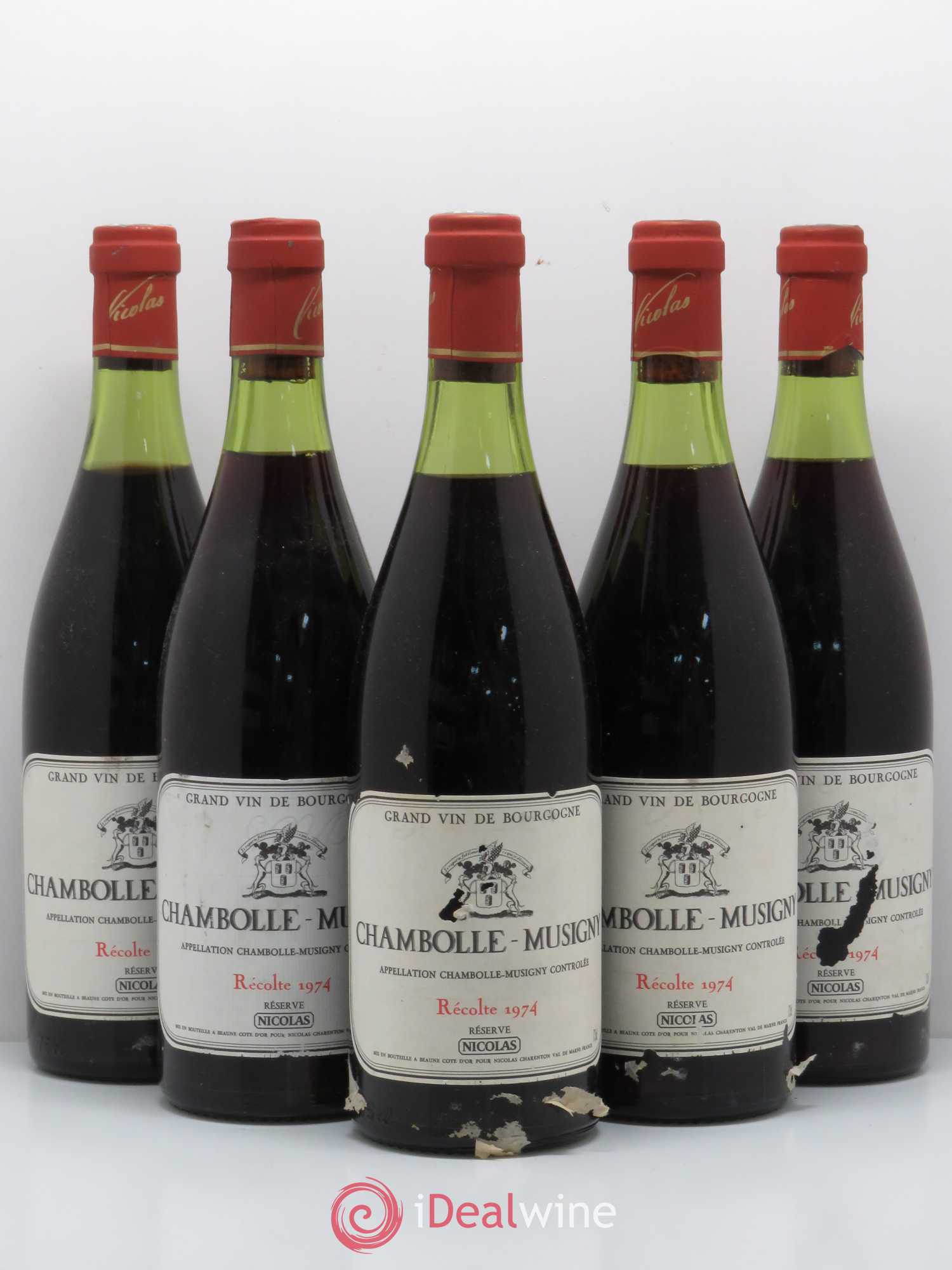 Chambolle-Musigny Réserve Nicolas 1974 - Lot de 5 bouteilles - 0