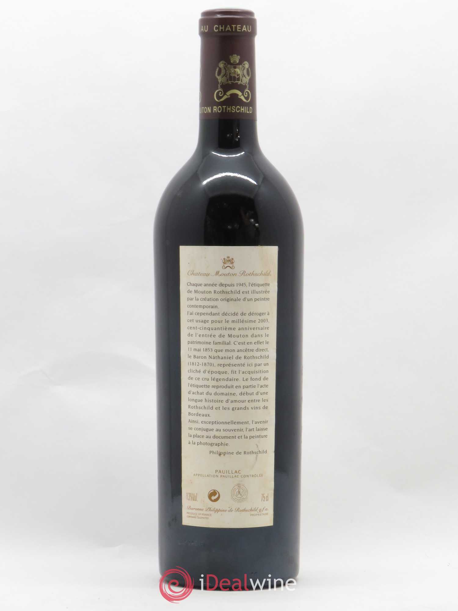 Château Mouton Rothschild 1er Grand Cru Classé 2003 - Lot de 1 bouteille - 1