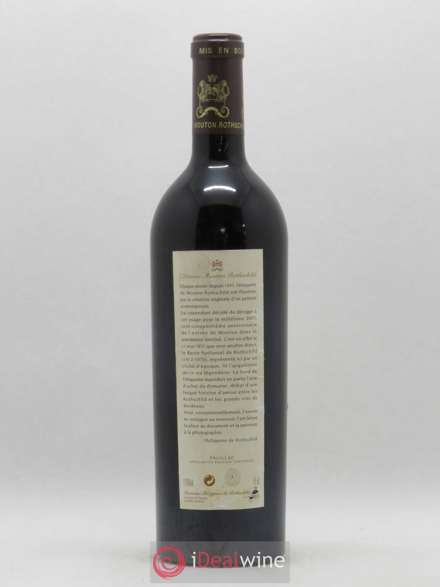 Château Mouton Rothschild 1er Grand Cru Classé 2003 - Lot de 1 bouteille - 1