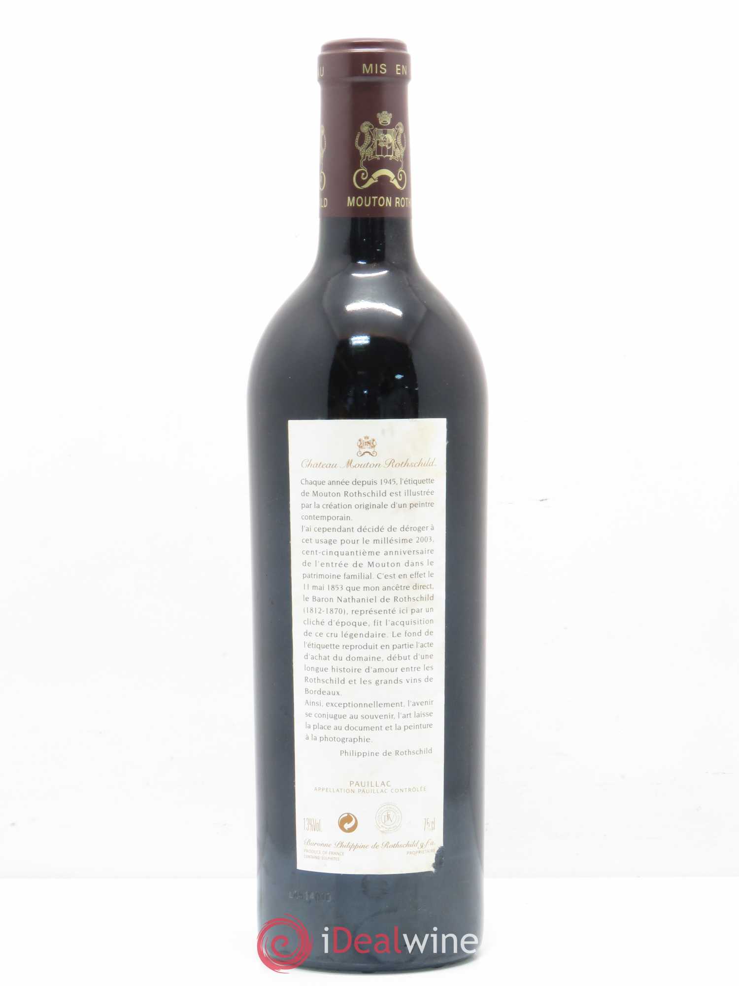 Château Mouton Rothschild 1er Grand Cru Classé 2003 - Lot de 1 bouteille - 1