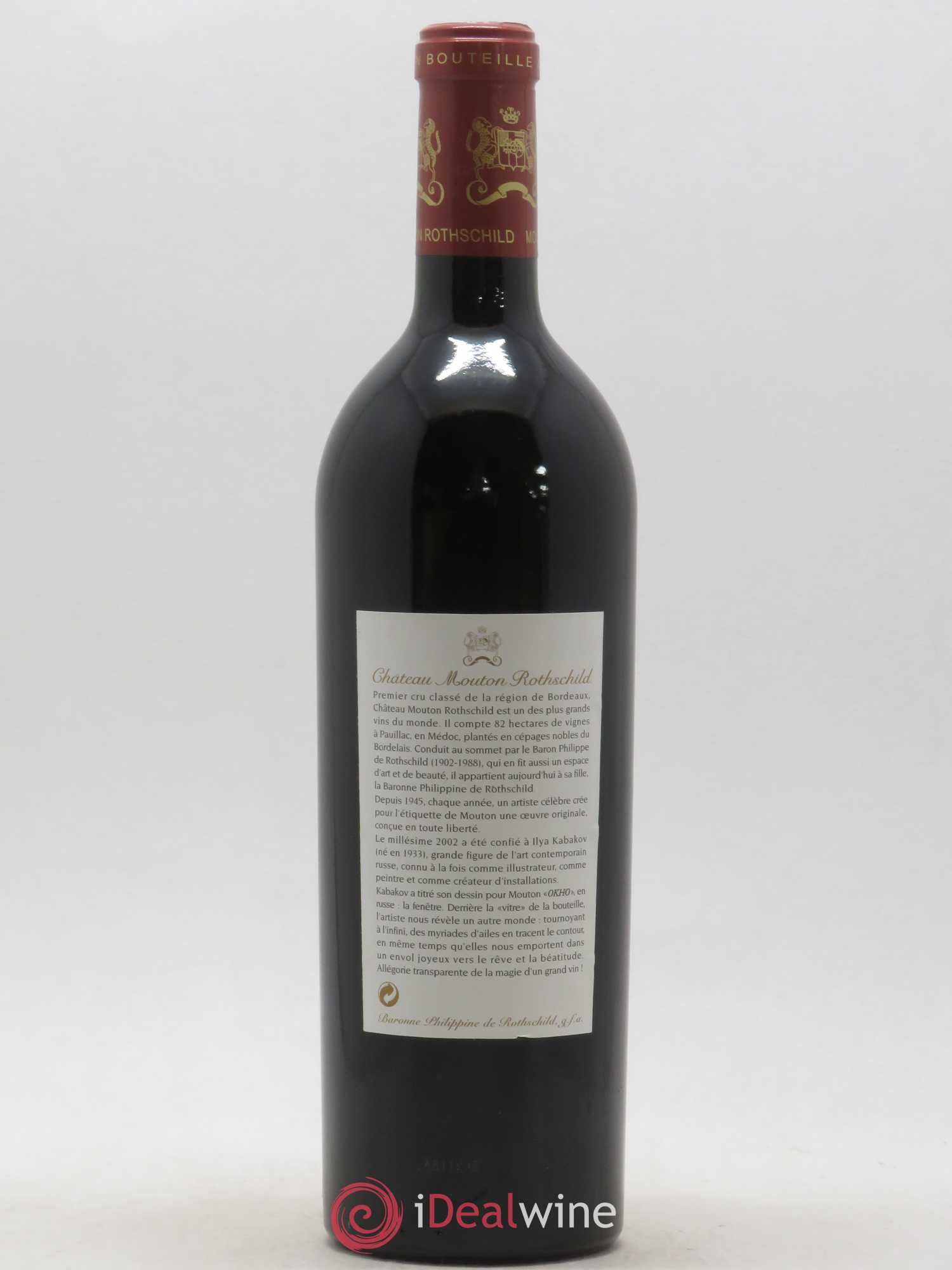 Château Mouton Rothschild 1er Grand Cru Classé 2002 - Lot de 1 bouteille - 1