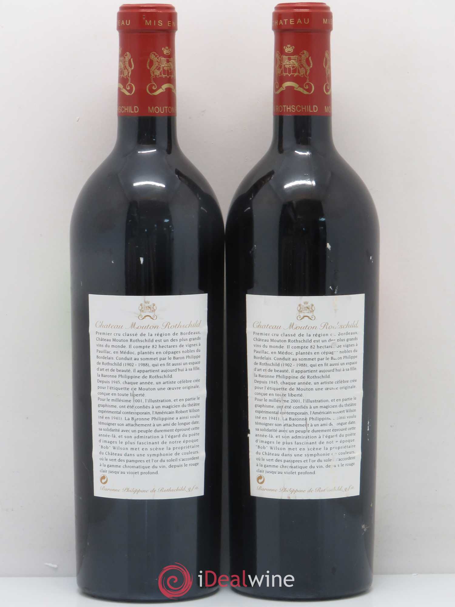 Château Mouton Rothschild 1er Grand Cru Classé 2001 - Lot de 2 bouteilles - 1