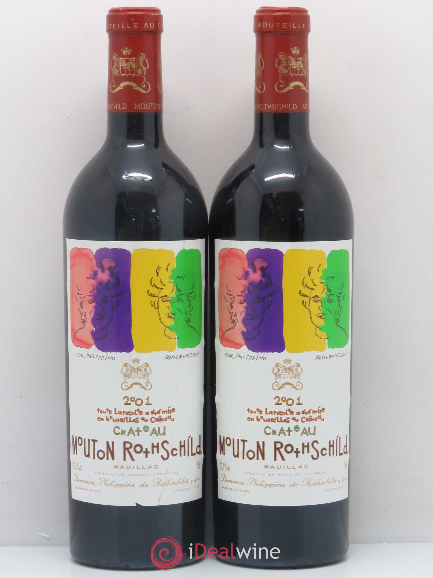 Château Mouton Rothschild 1er Grand Cru Classé 2001 - Lot de 2 bouteilles - 0