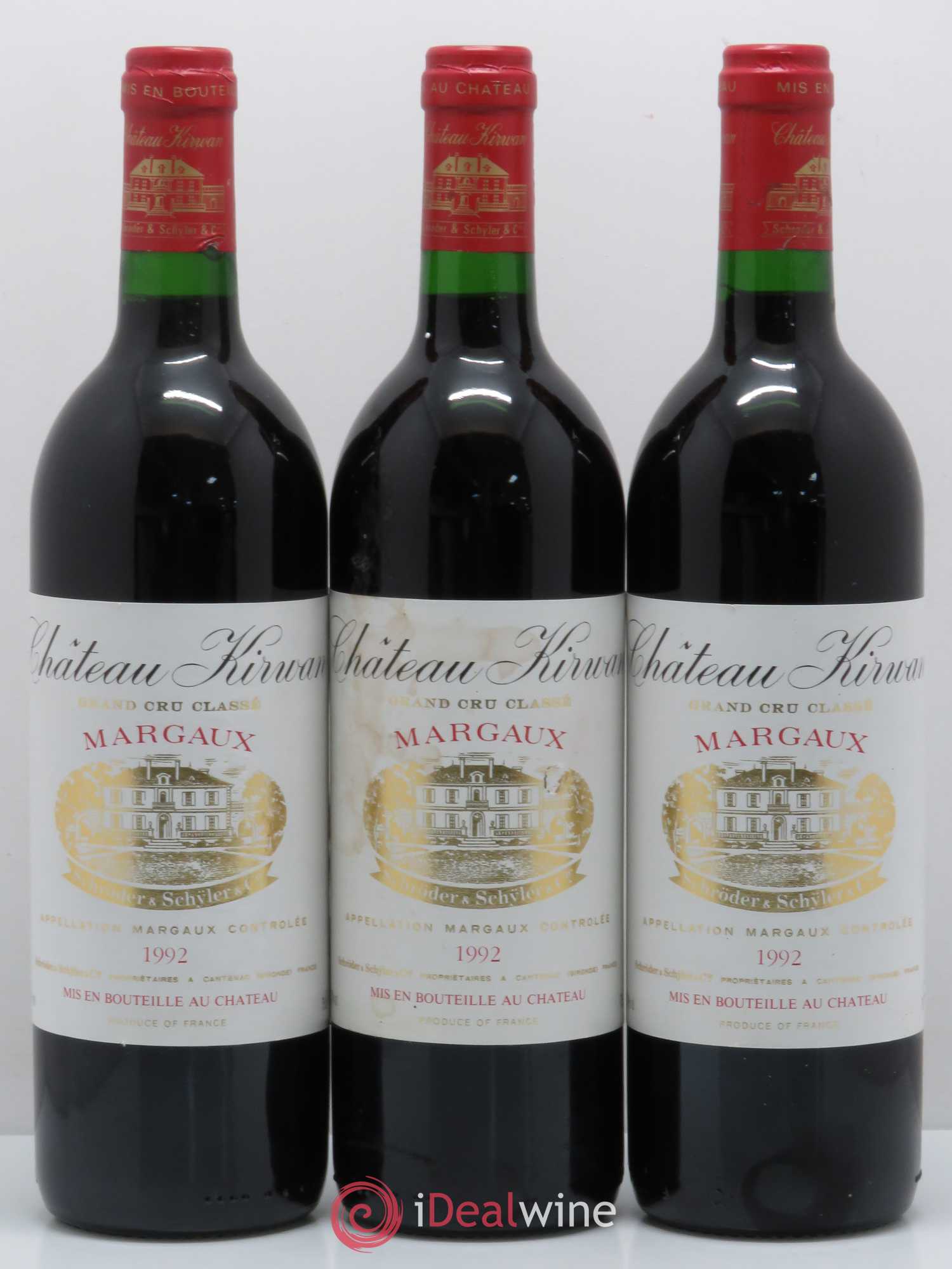 Château Kirwan 3ème Grand Cru Classé 1992 - Lot de 3 bouteilles - 0