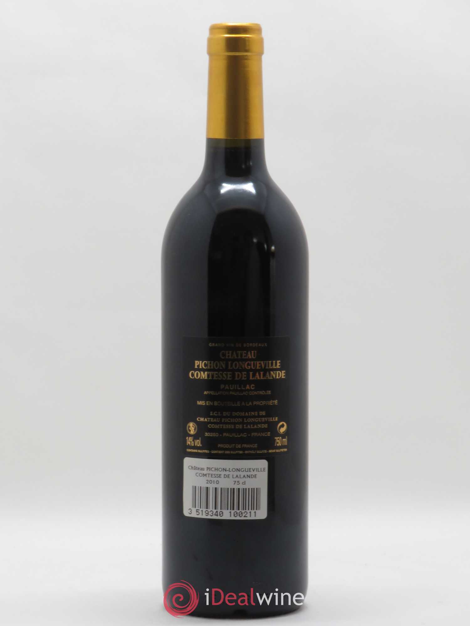 Château Pichon Longueville Comtesse de Lalande 2ème Grand Cru Classé 2010 - Lot de 1 bouteille - 1