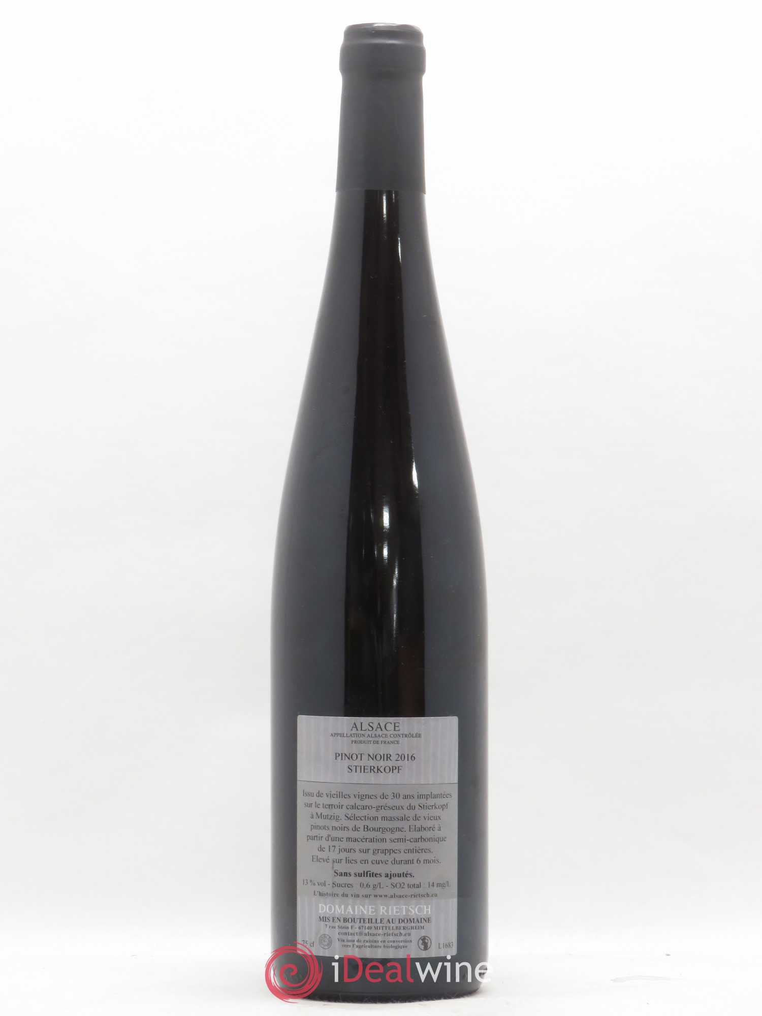 Alsace Pinot Noir Stierkopf Jean Pierre Rietsch 2016 - Lot of 1 bottle - 1