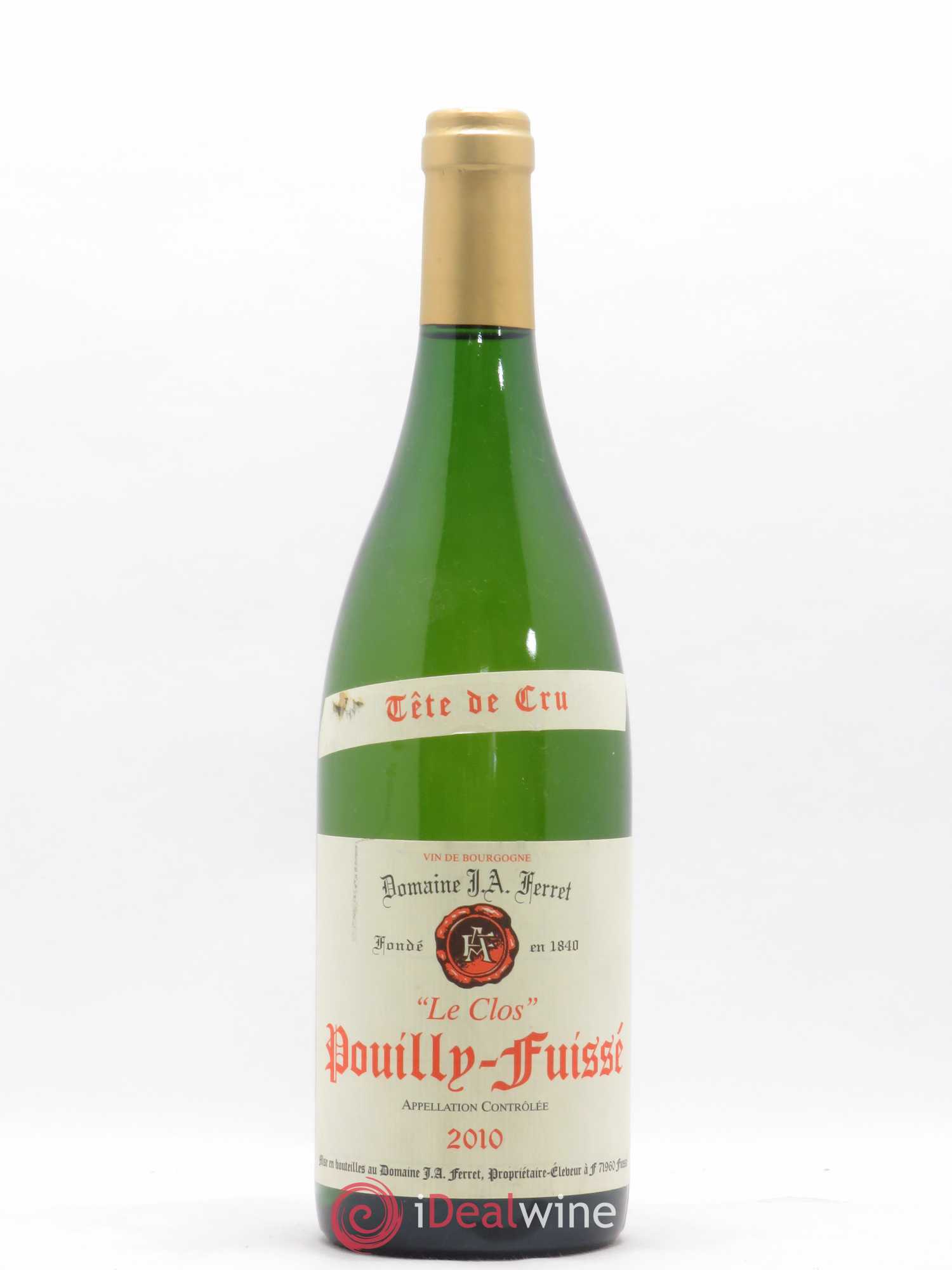Pouilly-Fuissé Tête de Cru Le Clos J.A. Ferret (Domaine) 2010 - Lot de 1 bouteille - 0