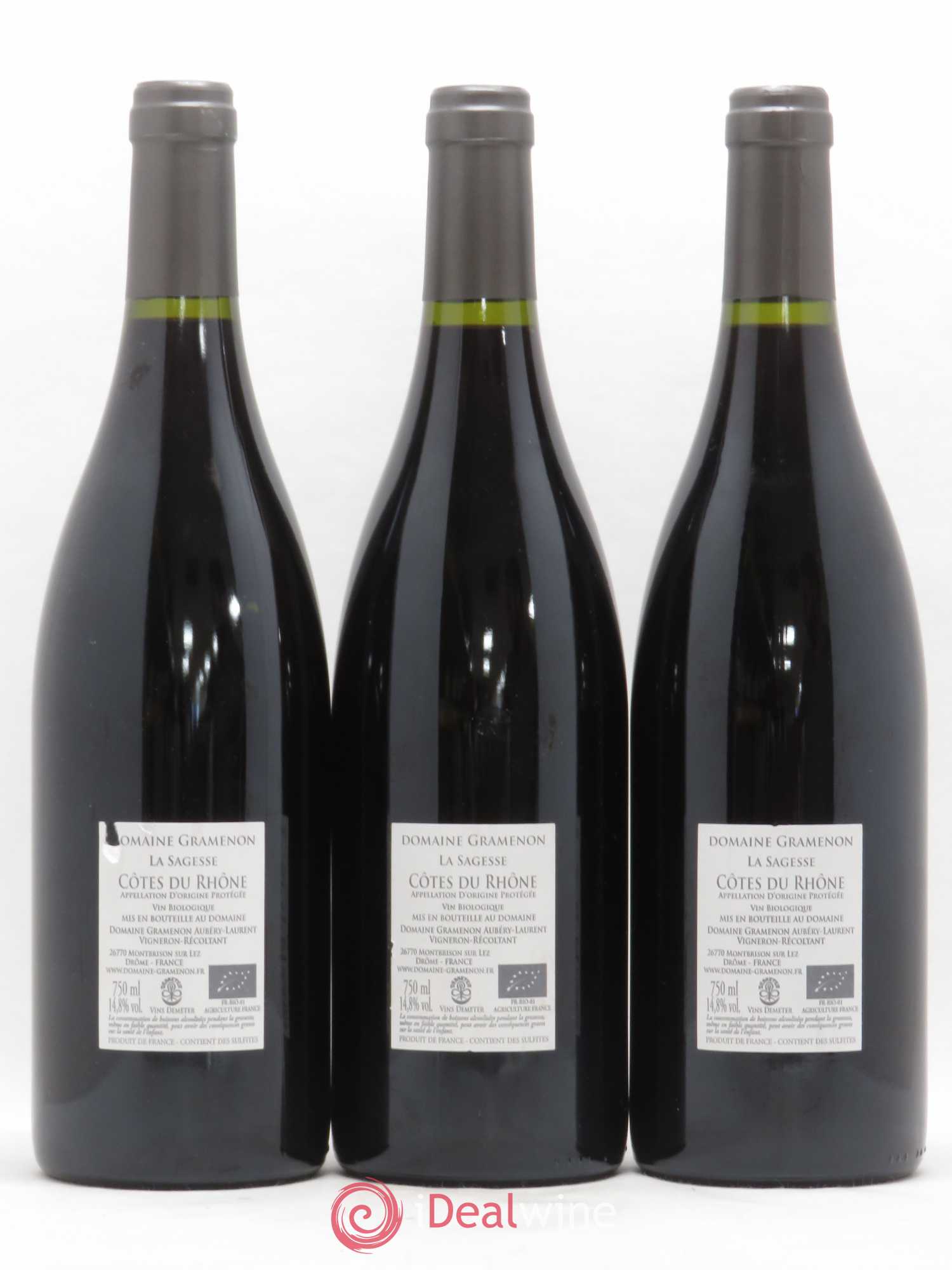 Côtes-du-Rhône La Sagesse Gramenon (Domaine) 2015 - Lot de 3 bouteilles - 1