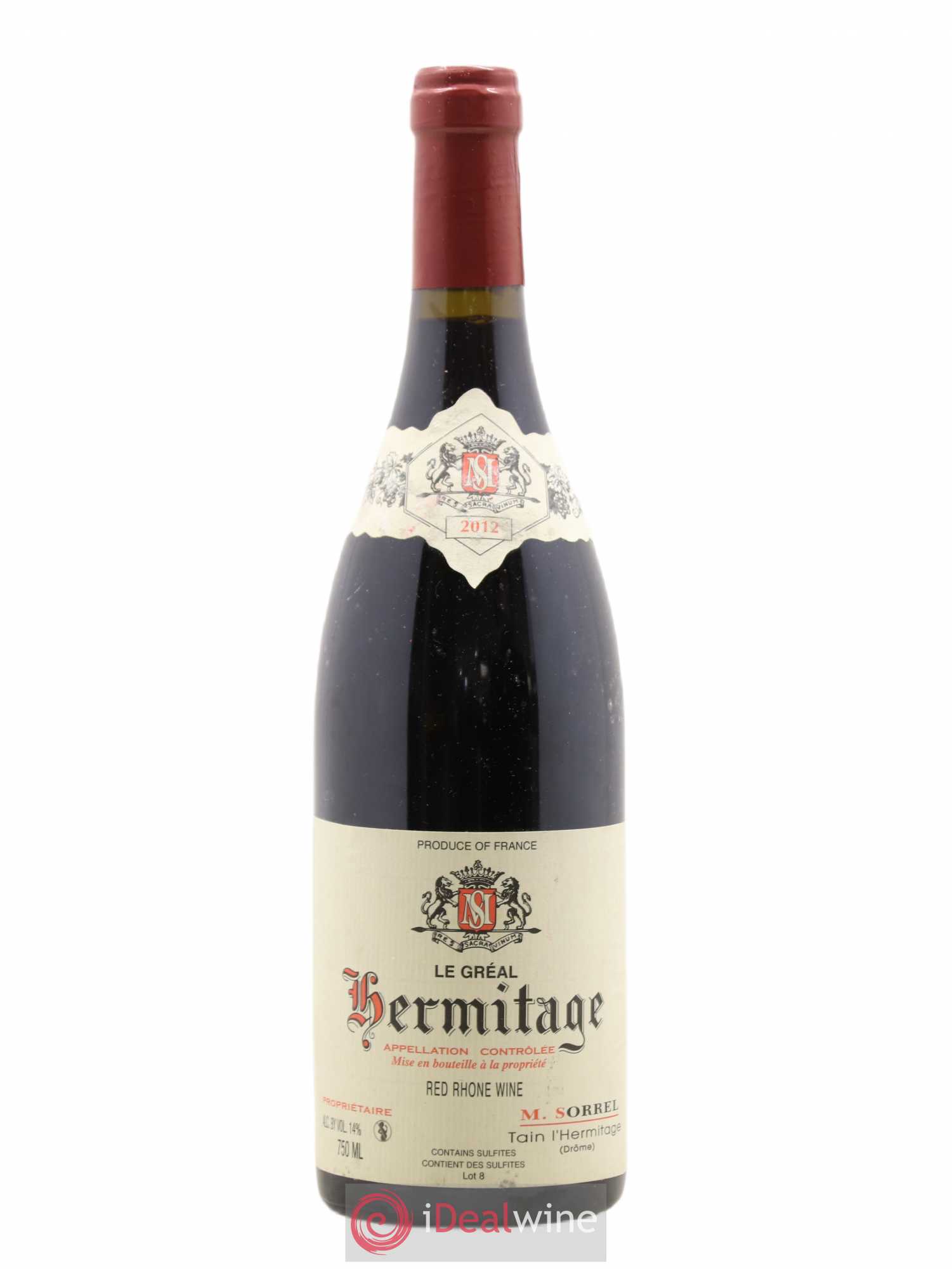Hermitage Le Gréal Marc Sorrel 2012 - Lot de 1 bouteille - 0