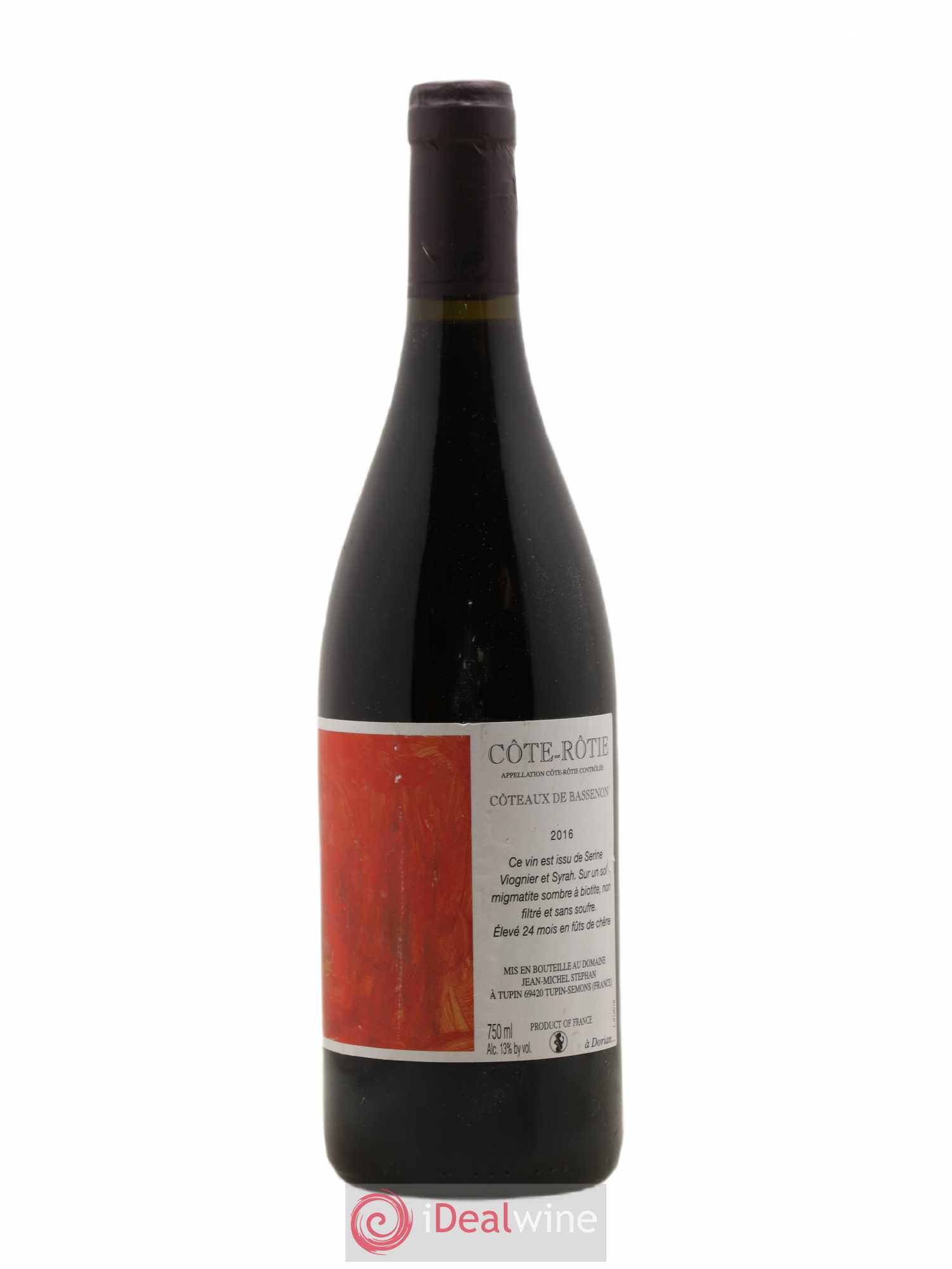 Côte-Rôtie Coteaux de Bassenon Jean-Michel Stephan 2016 - Lot de 1 bouteille - 0