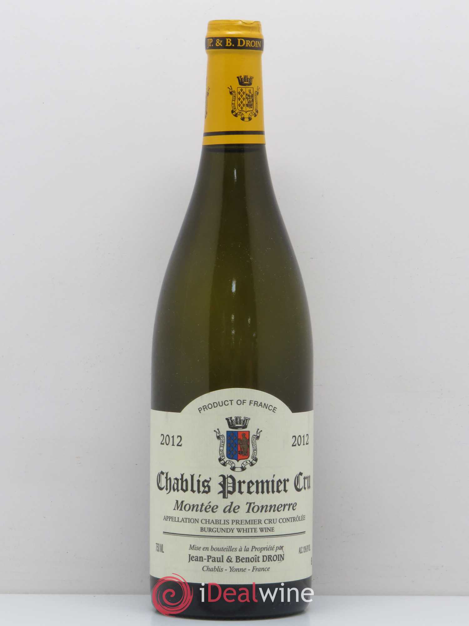 Chablis 1er Cru Montée de Tonnerre Jean-Paul & Benoît Droin (Domaine) 2012 - Lot de 1 bouteille - 0