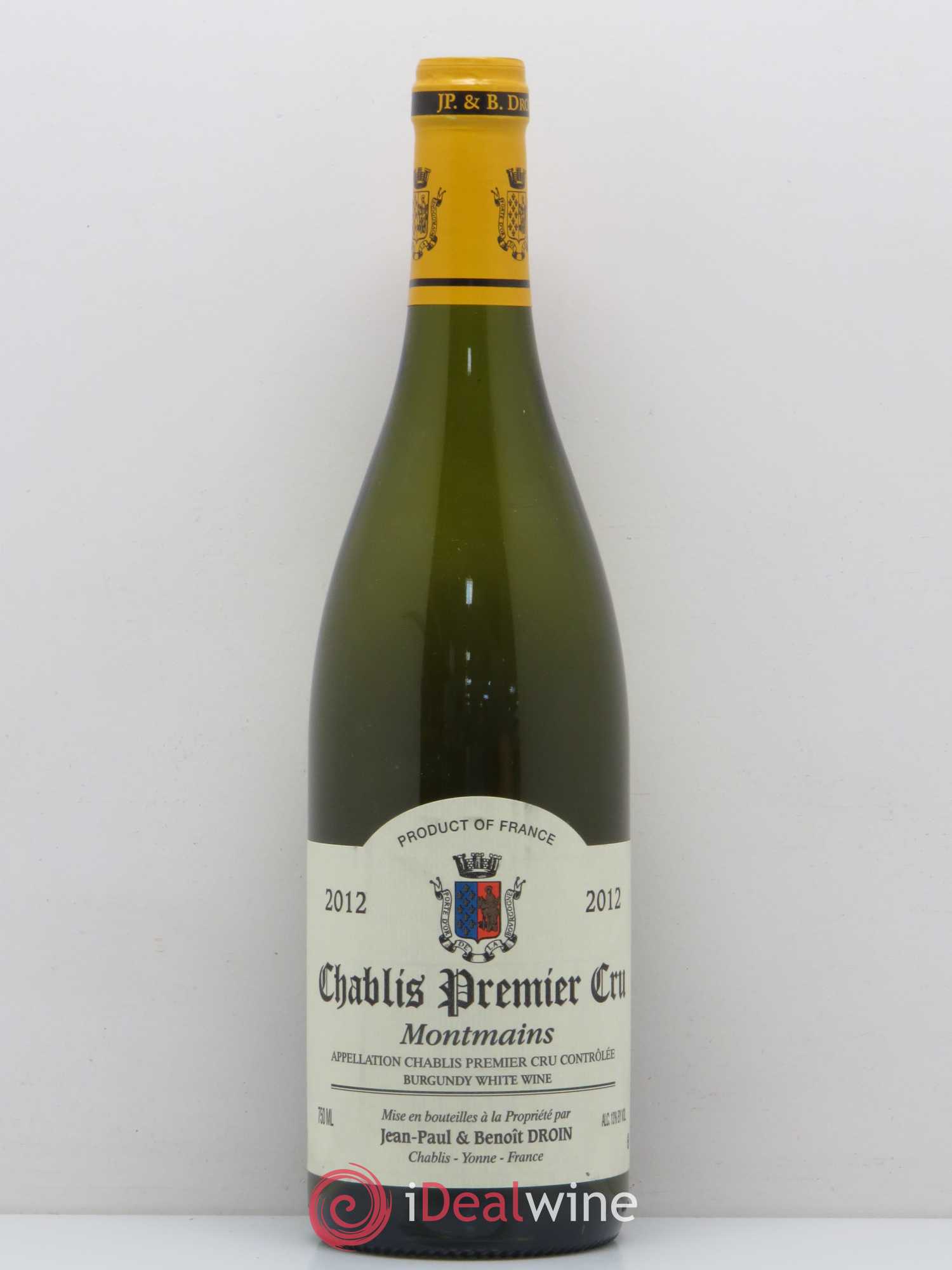 Chablis 1er Cru Montmains Jean-Paul & Benoît Droin (Domaine) 2012 - Lot de 1 bouteille - 0